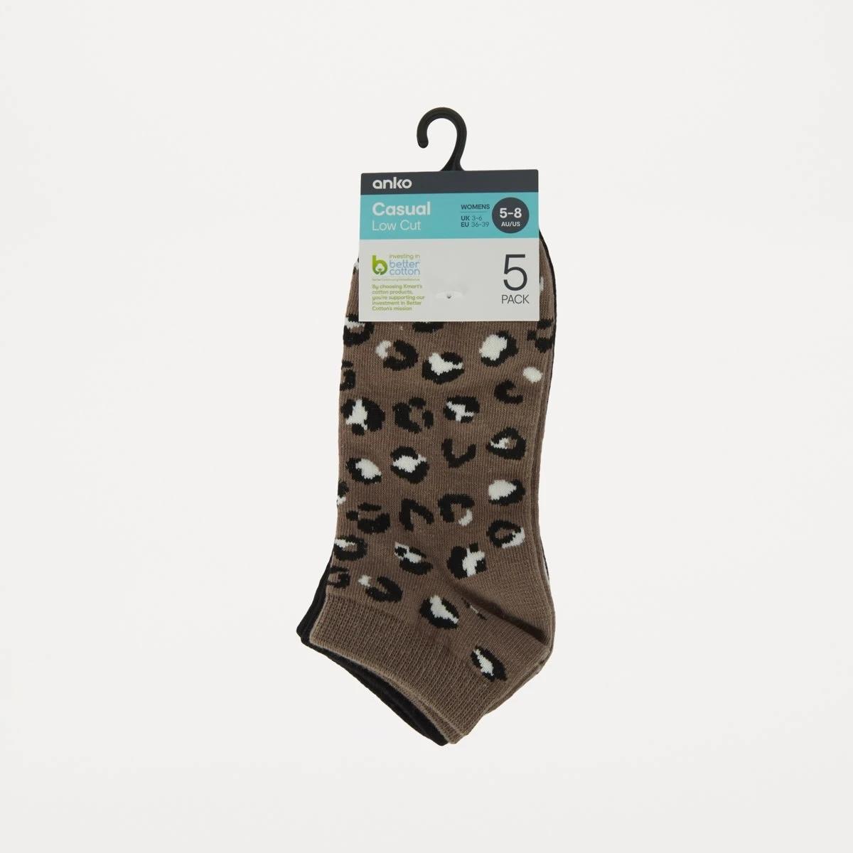3 5 Pack Fashion Low Cut Socks BEIGE LEO MUTLI PACK OAT BEIGE, 3 of 3