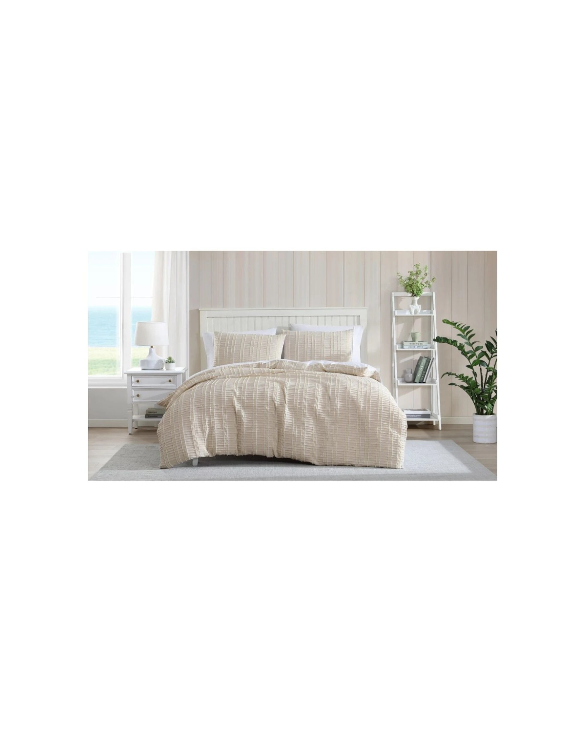 1 Ardor Soft Textured Stripe Miles Quilt Bed Bedding Duvet Cover Set Queen - Yellow, 1 of 1