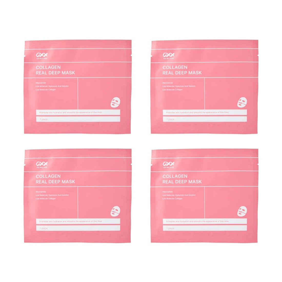2 OXX Skincare 4 Pack Collagen Real Deep Mask - Niacinamide, Low Molecular Hyaluronic Acid Solution and Low Molecular Collagen, 2 of 4