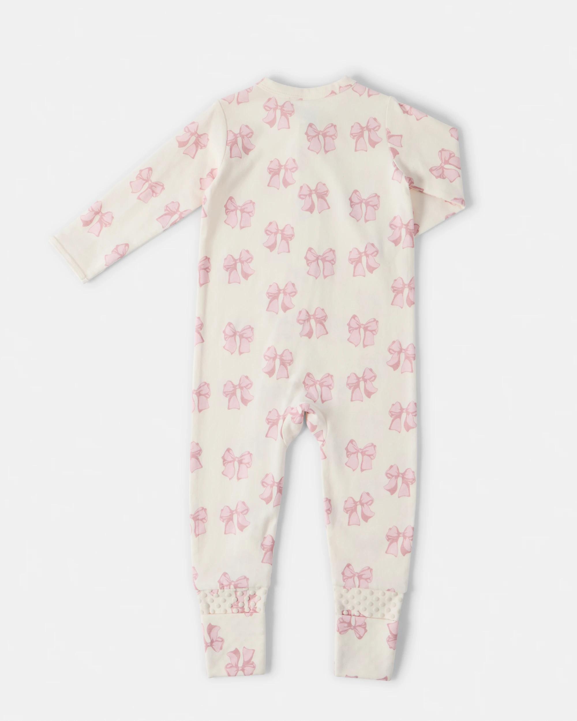 2 Cotton Turn Cuff Coverall Beig Bows, 2 of 3