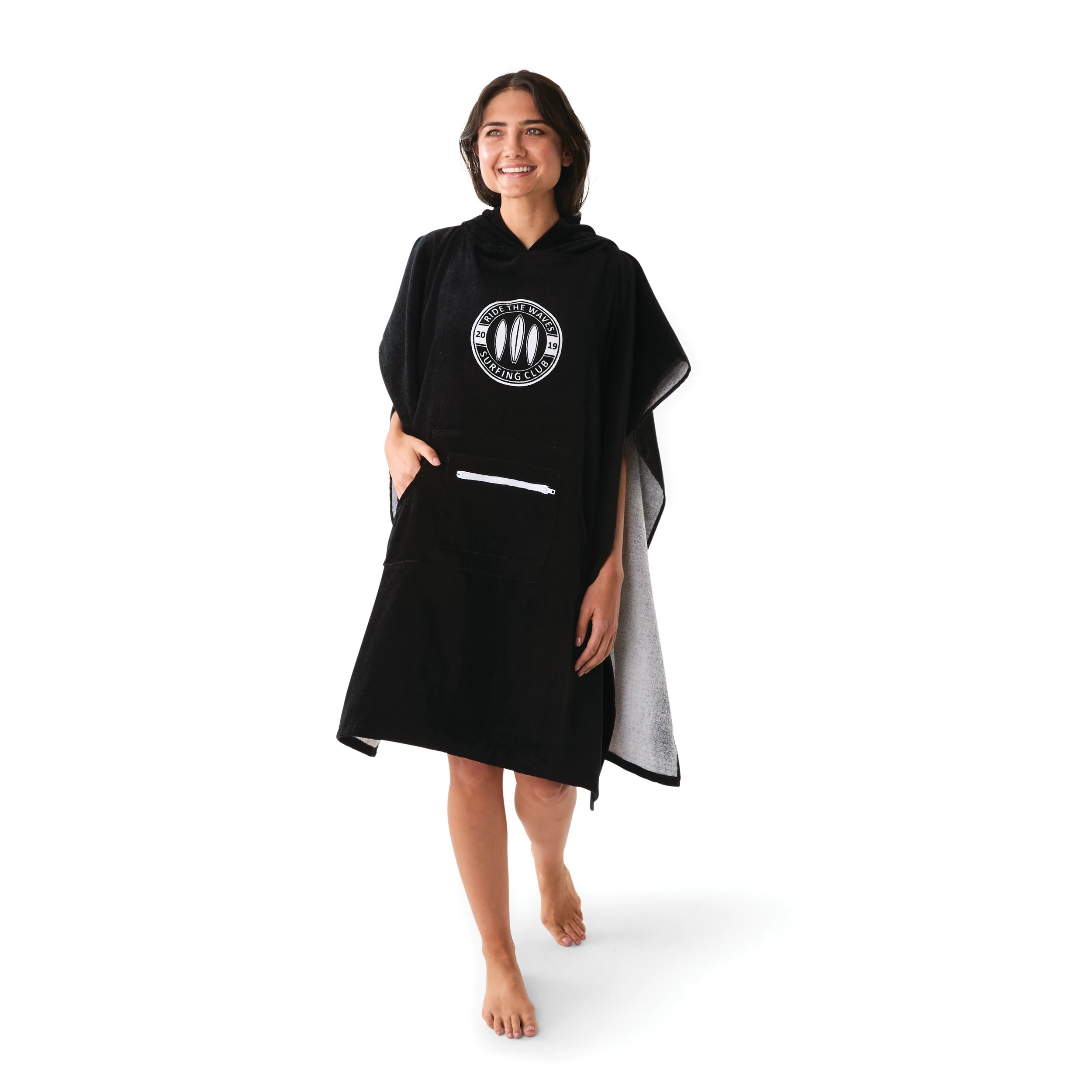 3 Adult Cotton Hooded Beach Towel - Black, 3 of 10