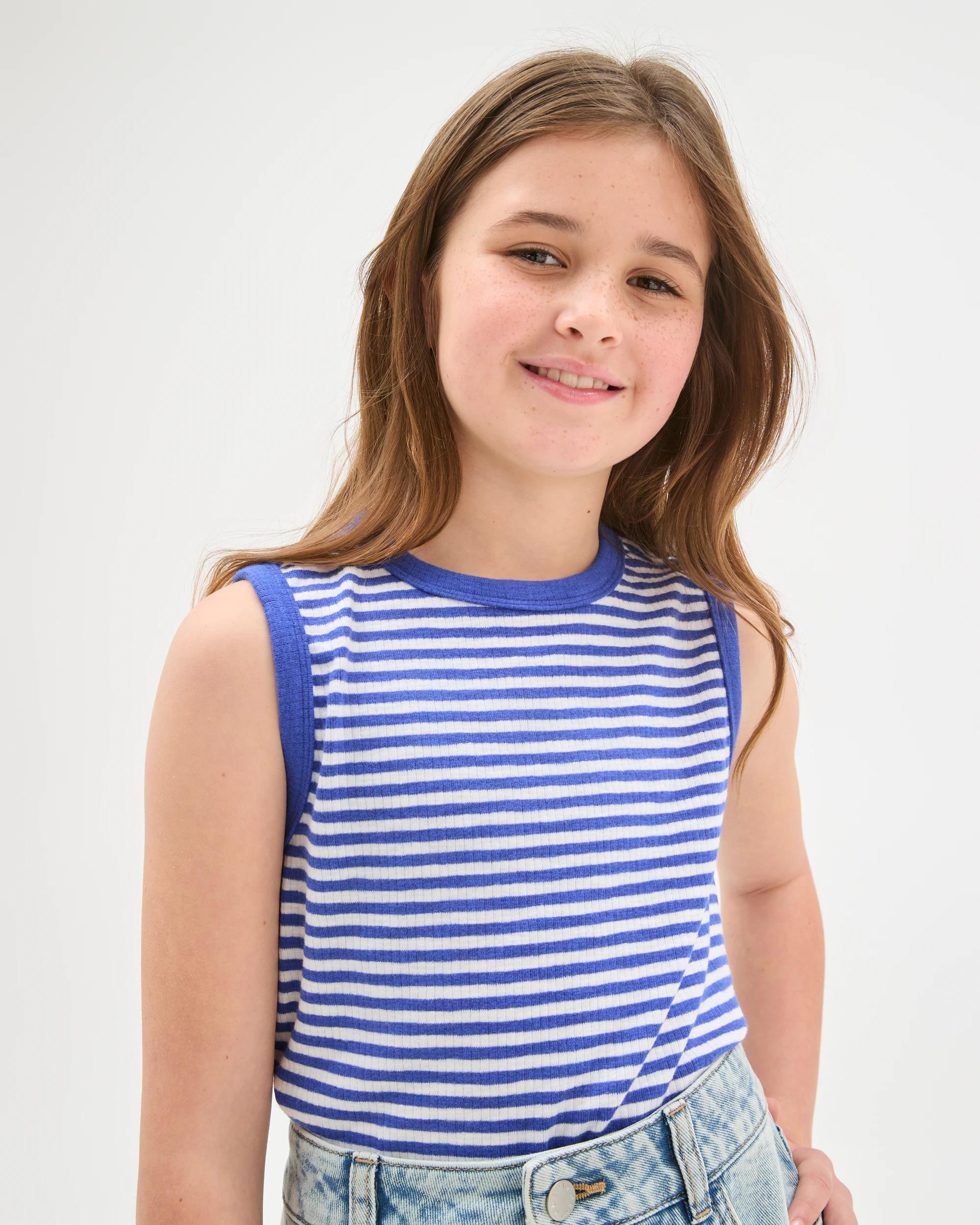 4 Target Kids Essential Sleeveless Relaxed Rib Tank Top STRIPE BLUE, 4 of 6