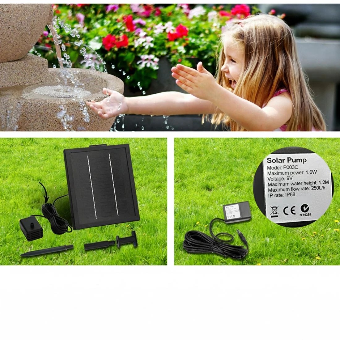 6 Gardeon Solar Water Feature Cascading Fountain 4-Tier Bowl LED Lights 72CM Sand - Beige, 6 of 8