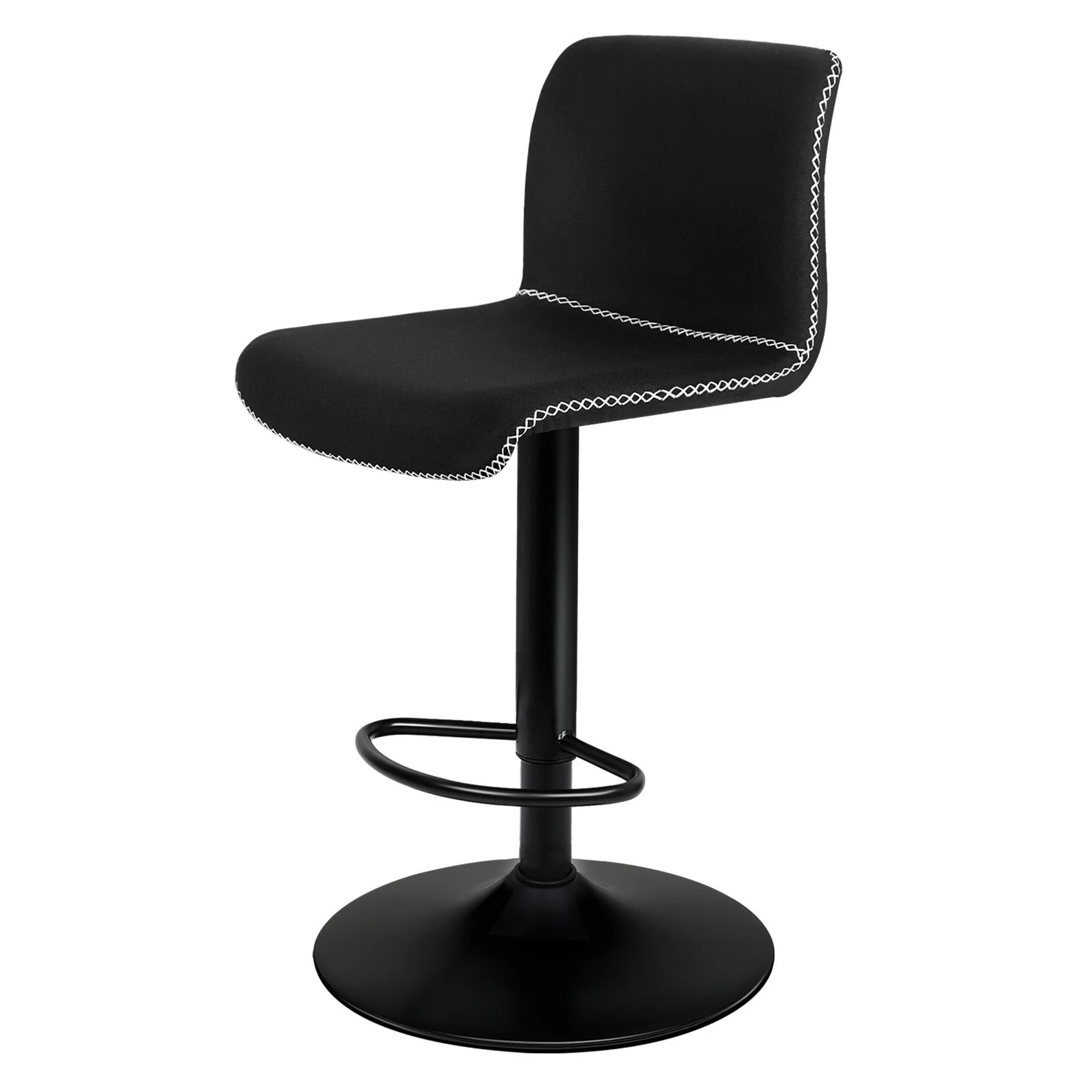 5 Alfordson 2x Bar Stools Remy Kitchen Gas Lift Swivel Vintage Chair Fabric - Black, 5 of 9