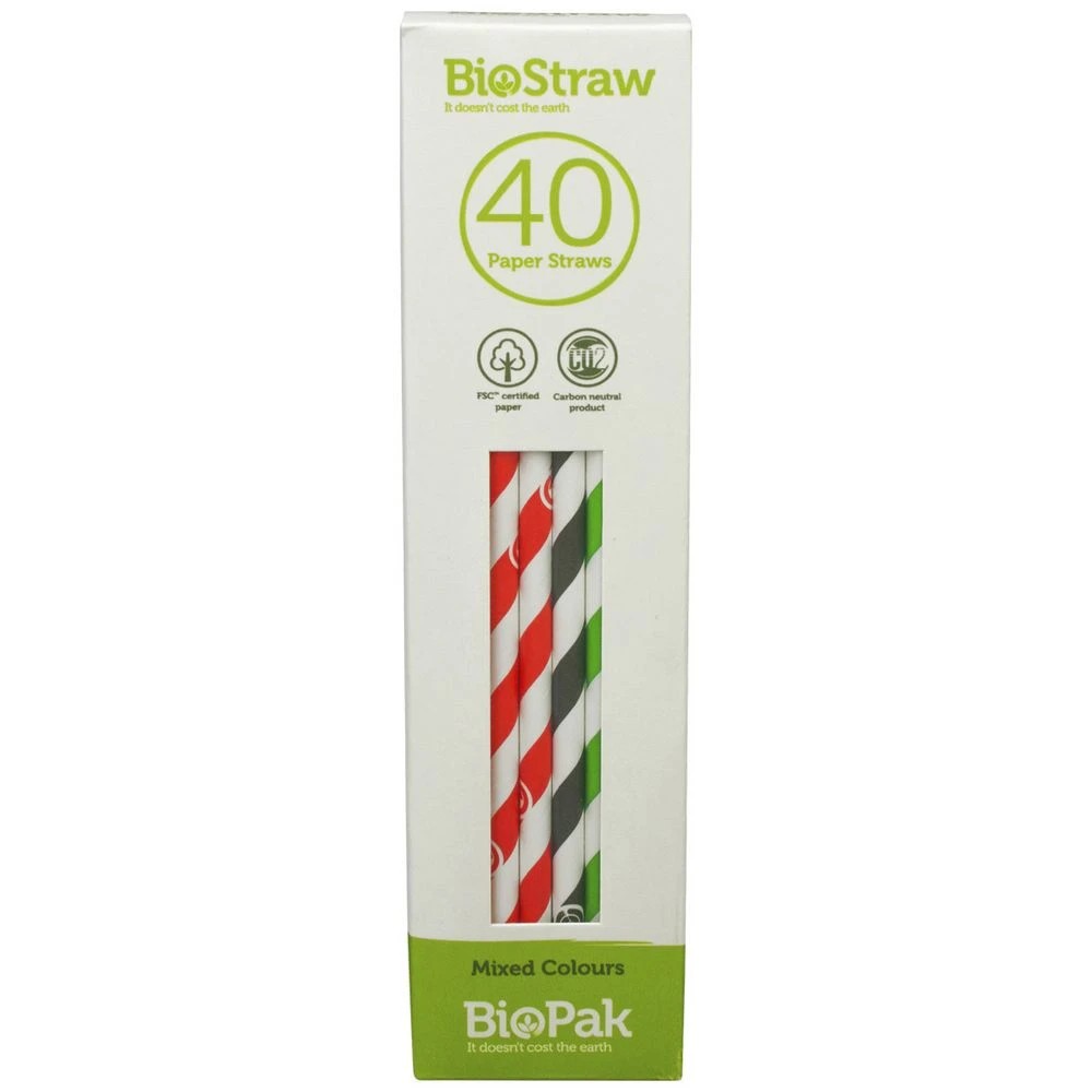 1 Biopak BioStraws Paper Straws 40 Pack, 1 of 3