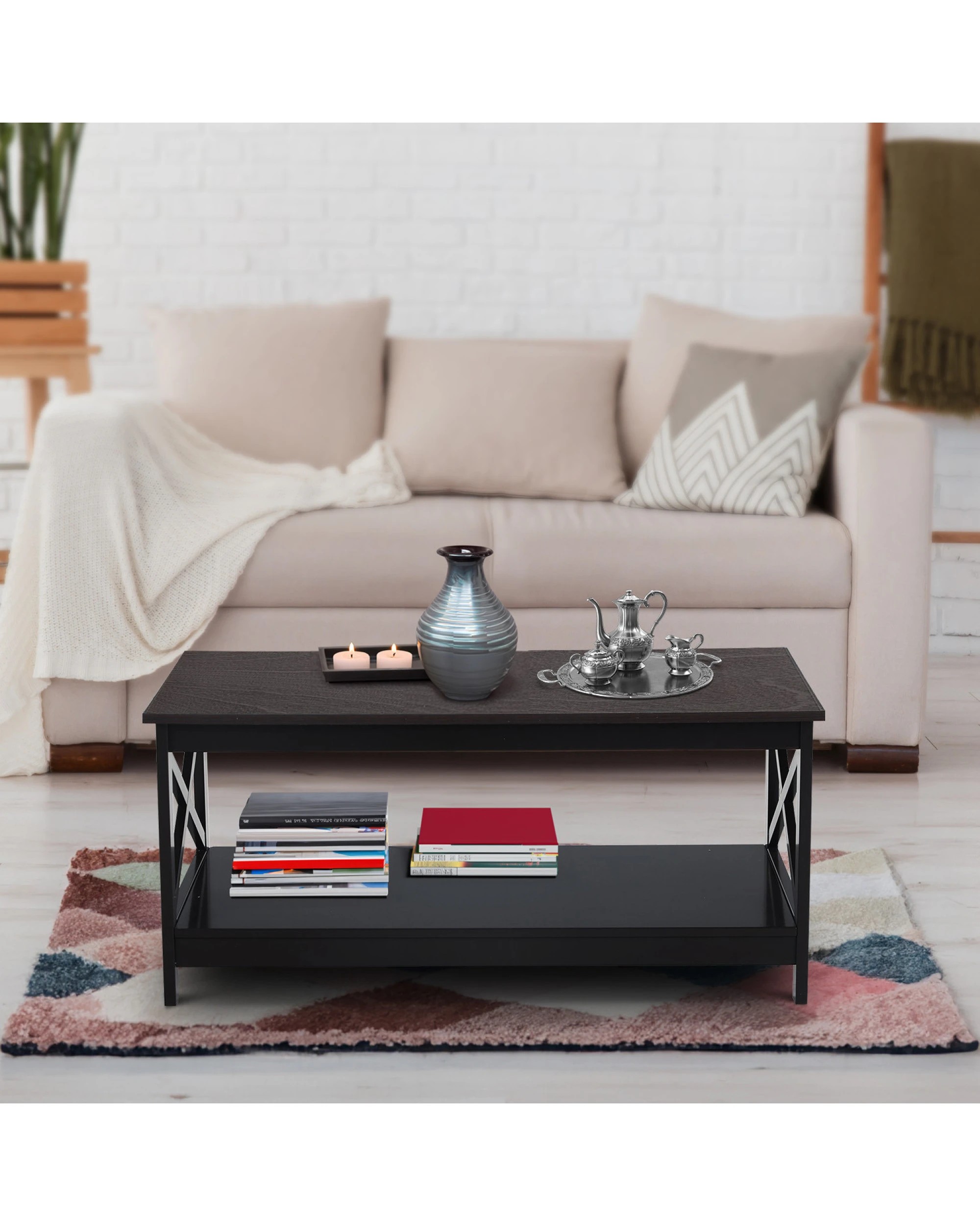 7 Sarantino Irene Black Cross Coffee Table, 7 of 9