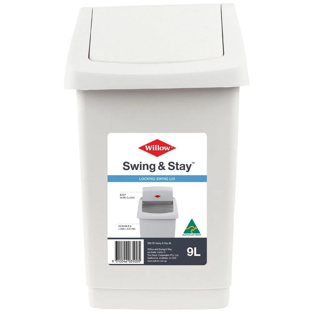 1 Willow Swing & Stay Bin 9L White, 1 of 3