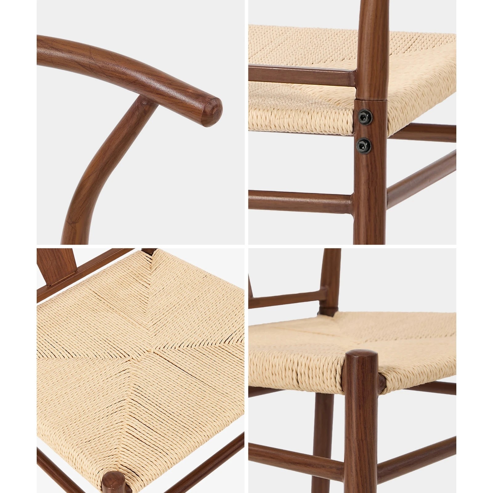 5 Oikiture 2x Dining Chair Metal Hans Wegner Chair Wishbone Cafe Lounge -Walnut, 5 of 9