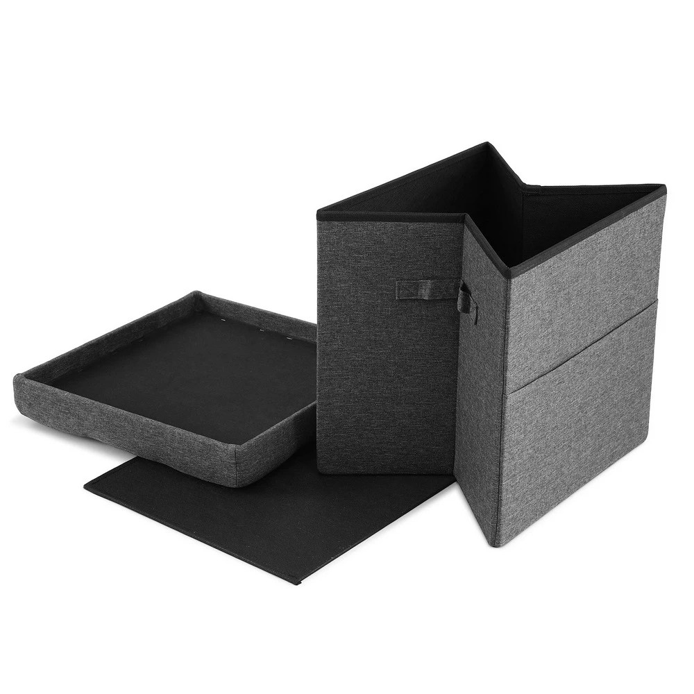 3 Artiss Storage Ottoman Rest Foot Stool Foldable - Grey, 3 of 6