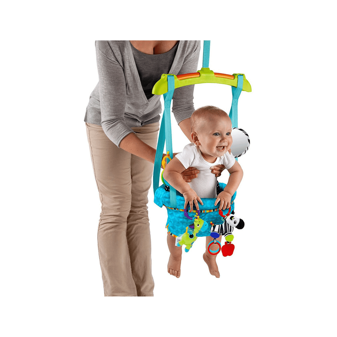 4 Bright Starts Baby Bounce N Spring Deluxe Door Clamp Jumper With Plush Toys Mirror
 - Multi, 4 of 7