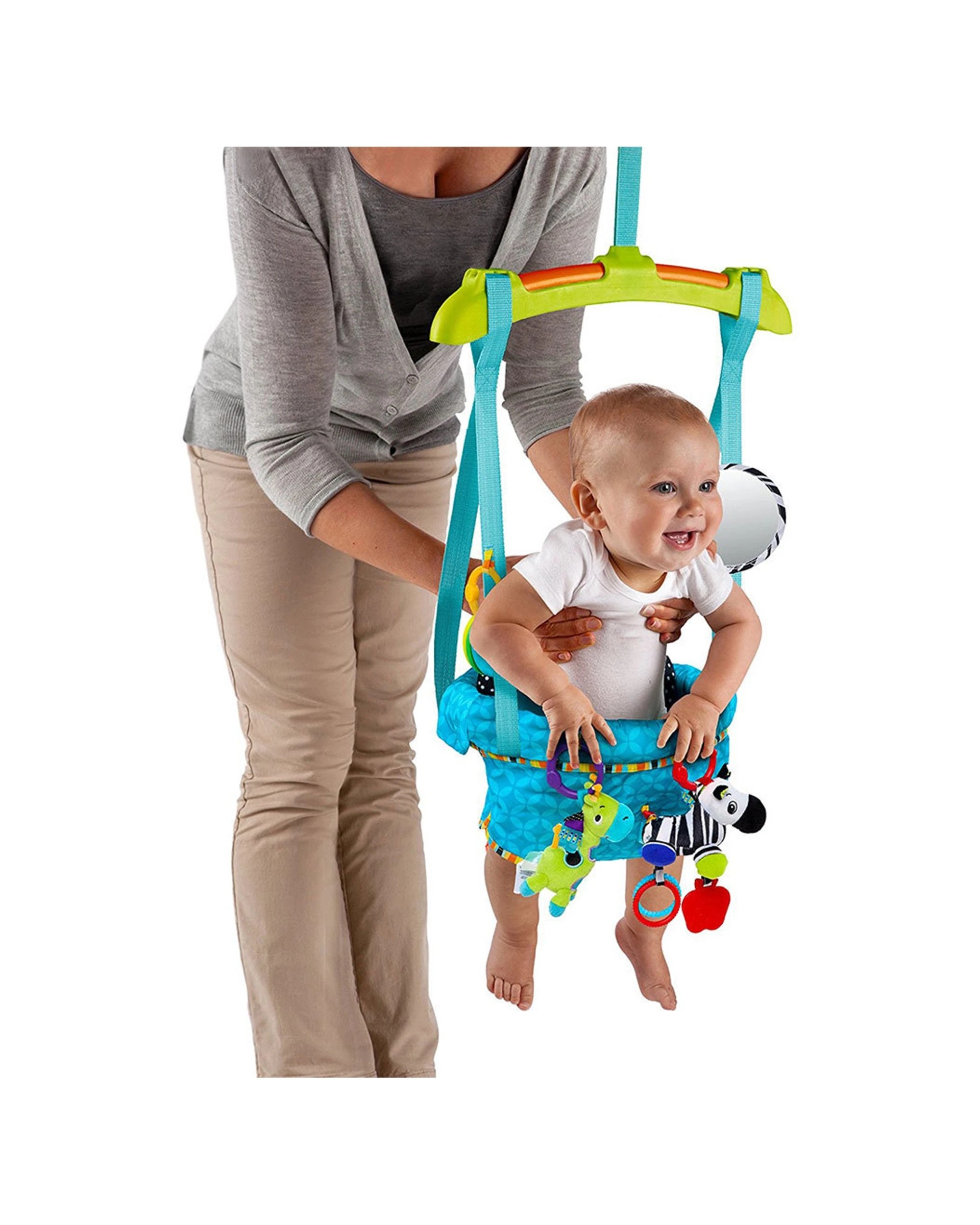 4 Bright Starts Baby Bounce N Spring Deluxe Door Clamp Jumper With Plush Toys Mirror
 - Multi, 4 of 7