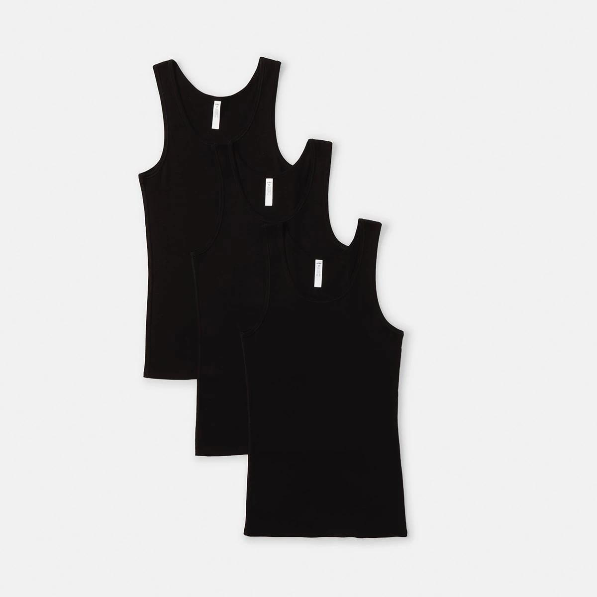 1 3 Pack Essential Cotton Tank Black, 1 of 9