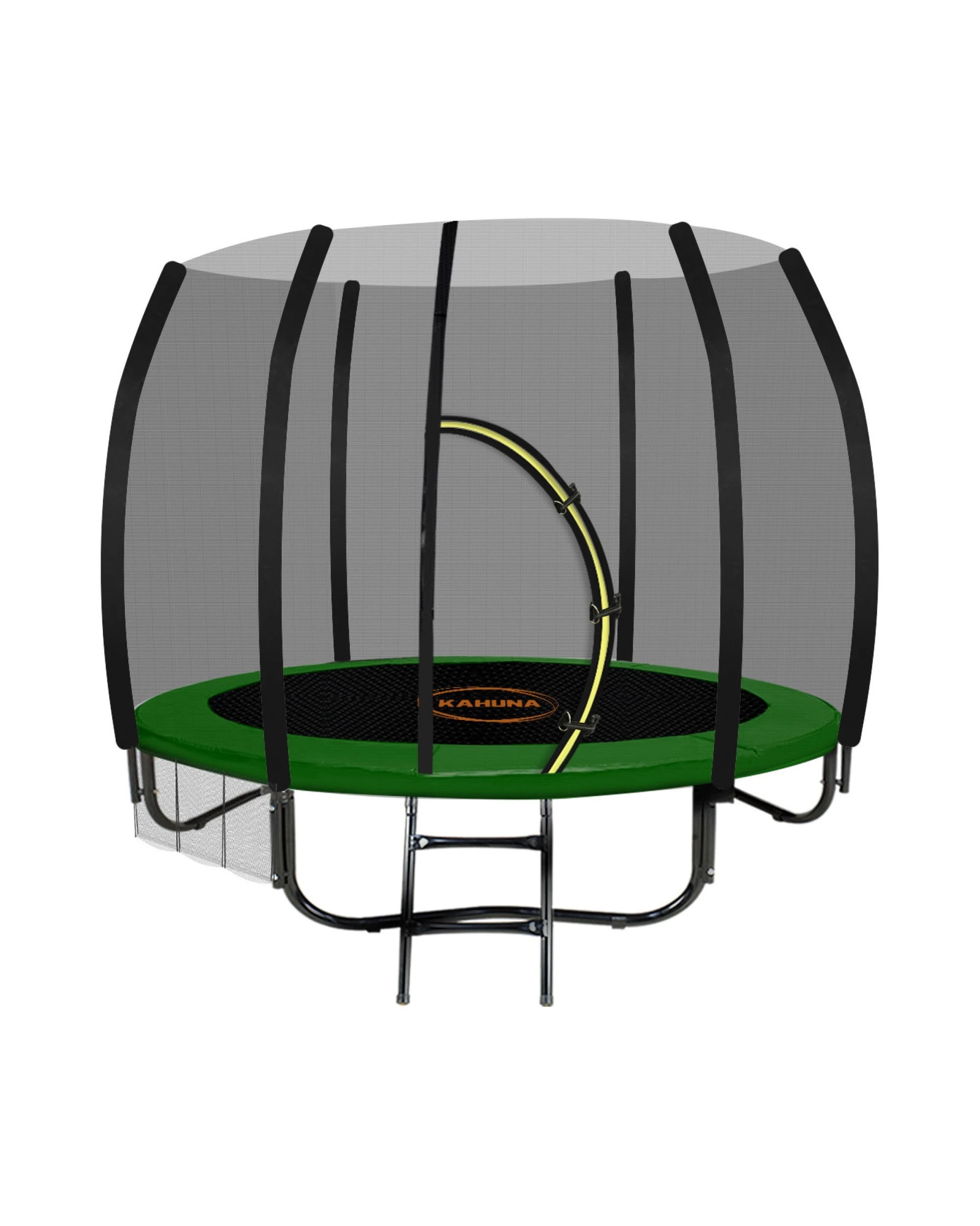 1 Kahuna Twister 8ft Springless Trampoline with Basketball Set - Green, 1 of 9