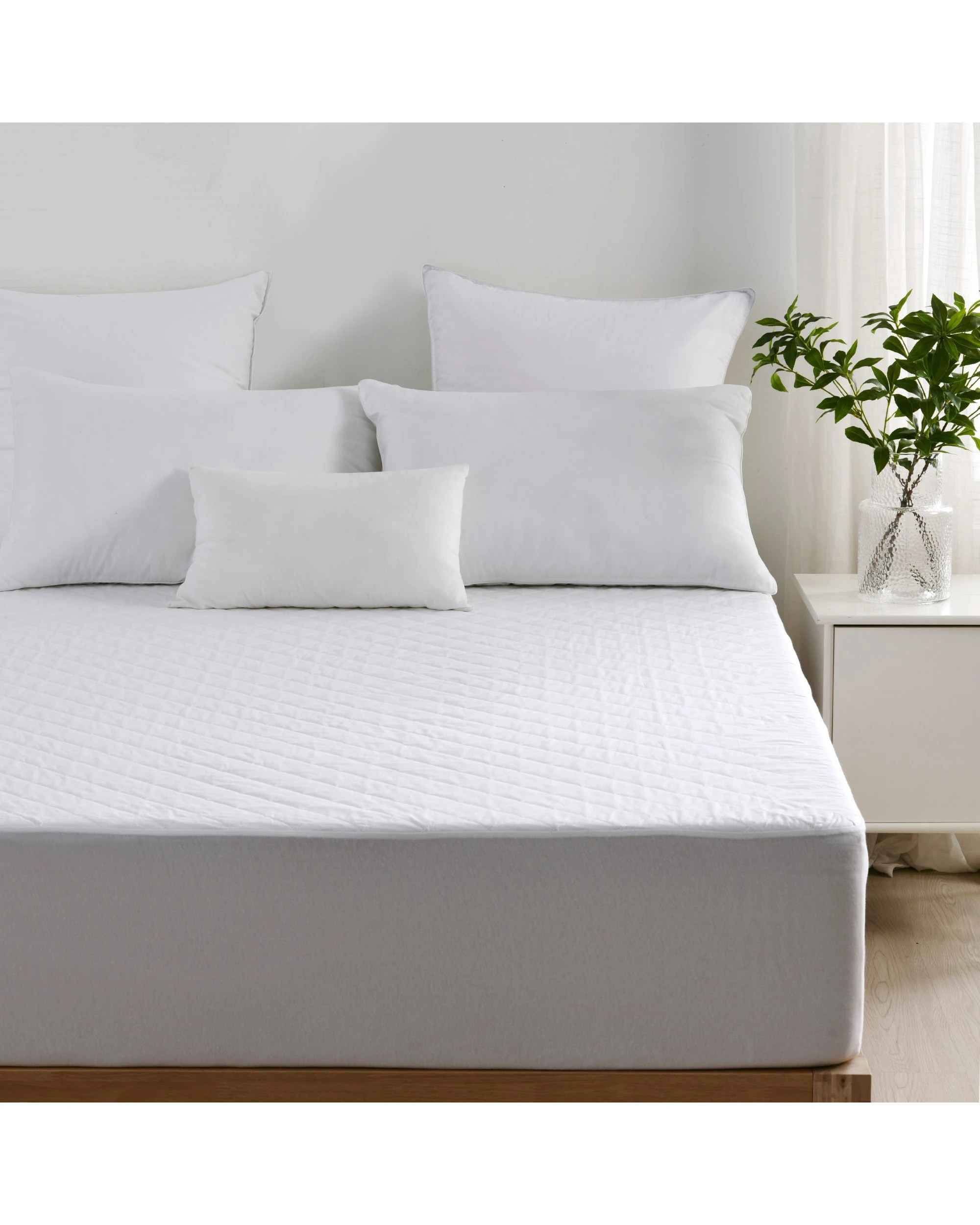 1 Dreamaker Cotton Quilted Waterproof Mattress Protector - Queen Bed - White, 1 of 5