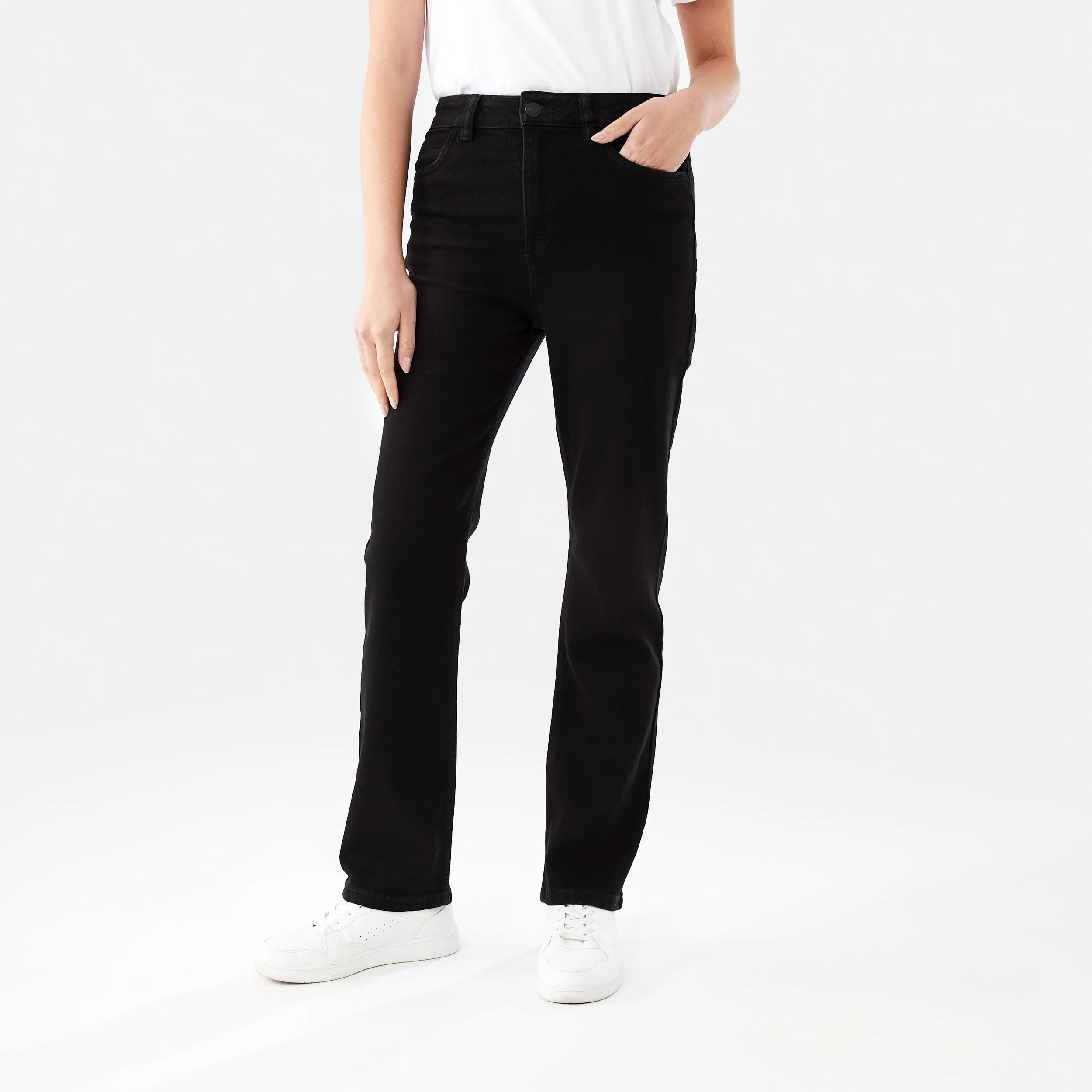 1 High Rise Straight Jeans BLACK WASH, 1 of 9