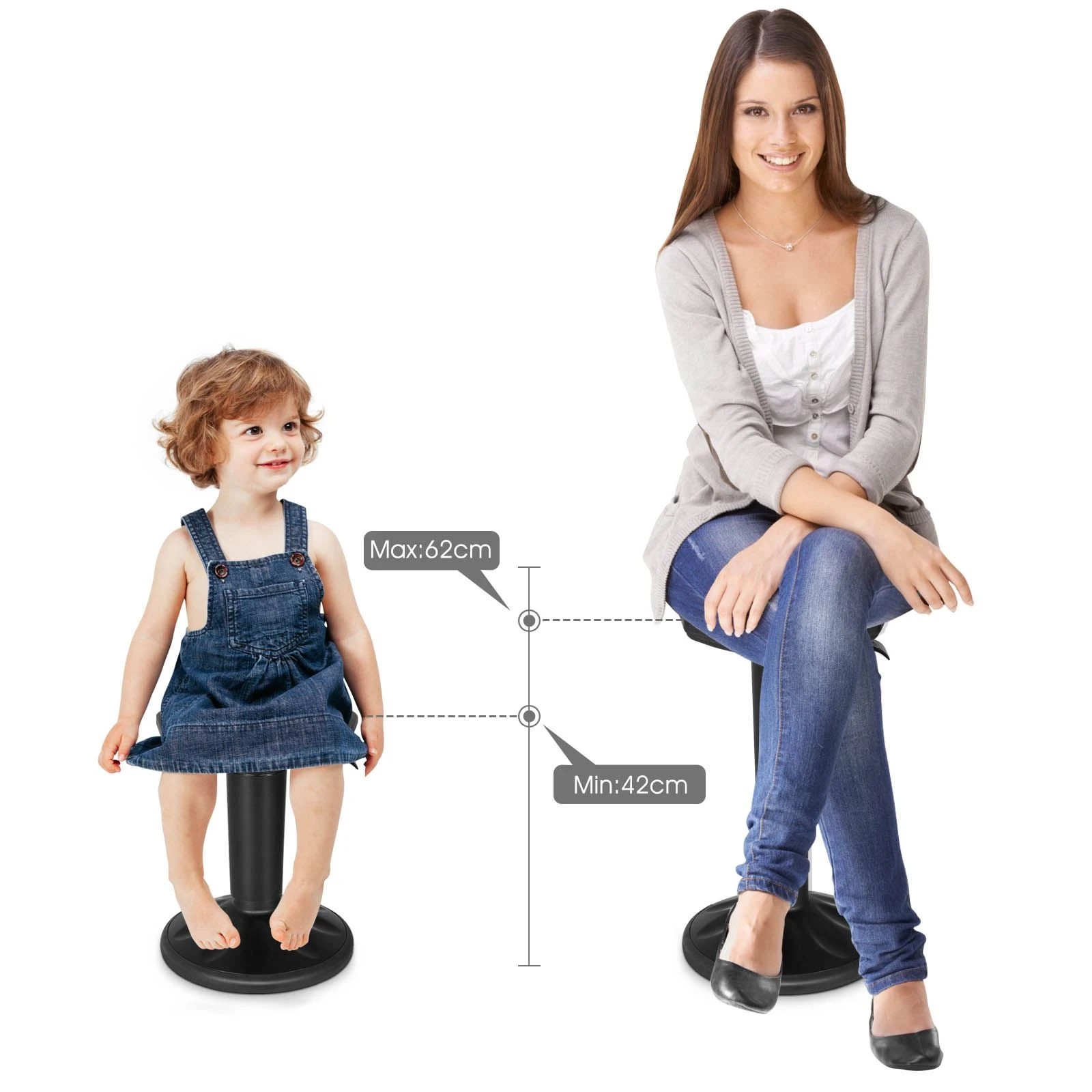 3 Costway Ergonomic Wobble Stool Sit Stand Chair Height Adjustable - Black, 3 of 3