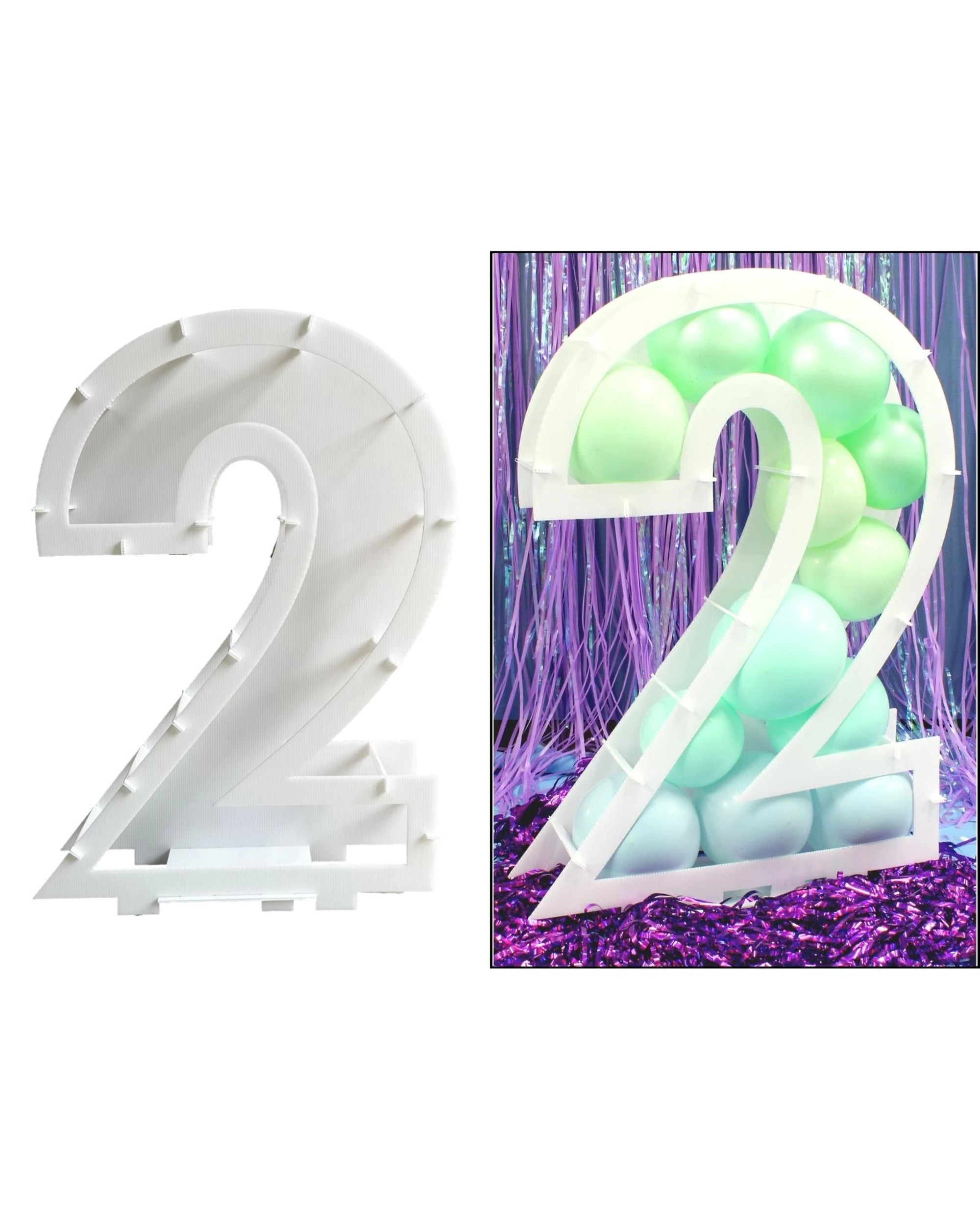 1 Partyrama Number 2 Balloon Mosaic Frame 80cm, 1 of 3