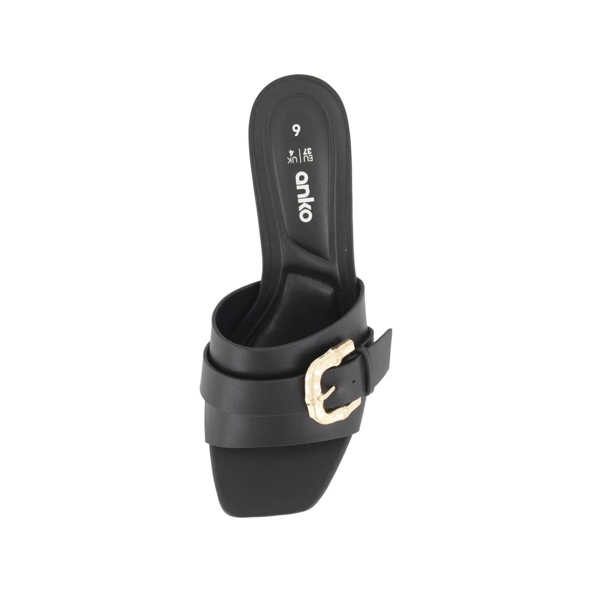 3 Buckle Low Heel Mules Black, 3 of 5