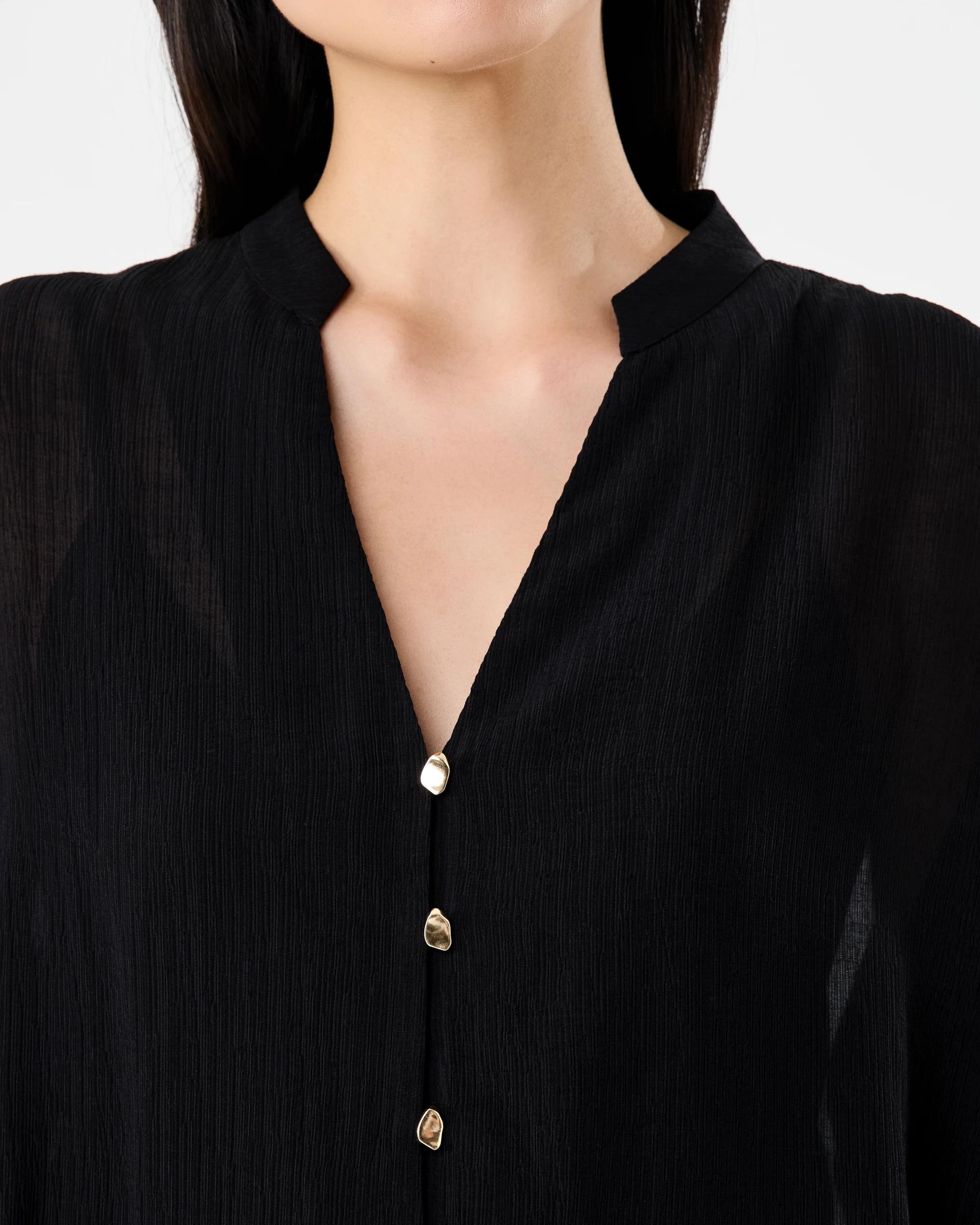 5 Short Sleeve Dolman Button Detail Shirt Black, 5 of 6