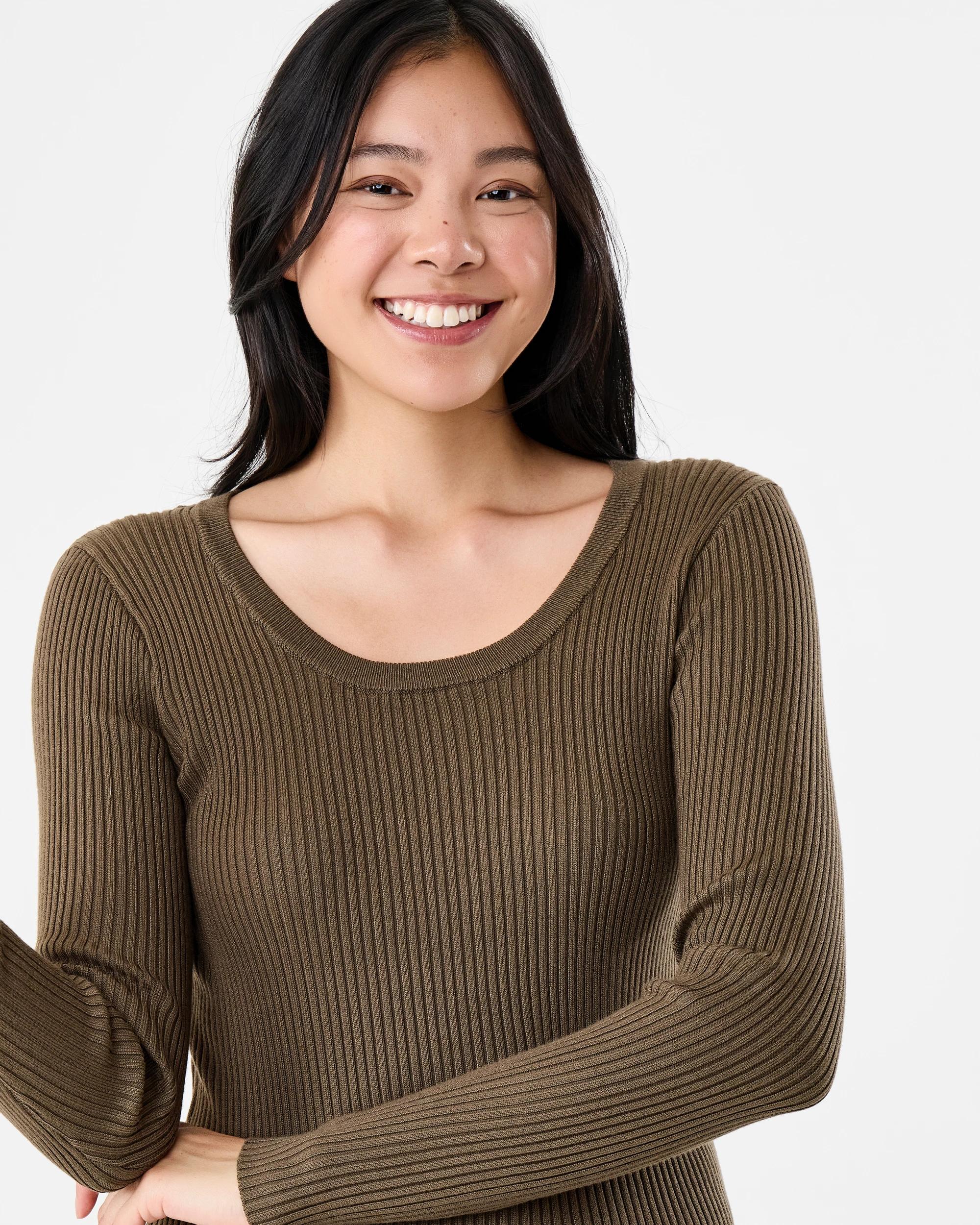 4 Long Sleeve Scoop Neck Top Dark Olive, 4 of 6