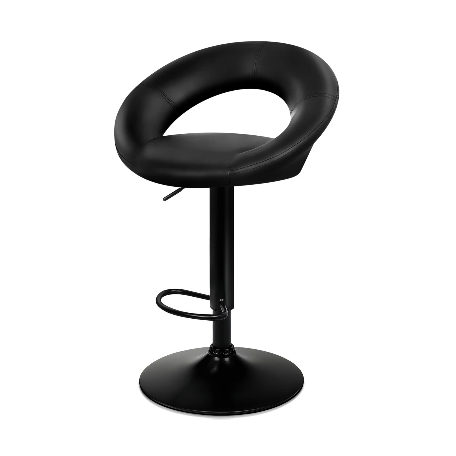 4 Alfordson 2x Bar Stools Ovadia Kitchen Swivel Chair Leather Gas Lift - All Black, 4 of 8
