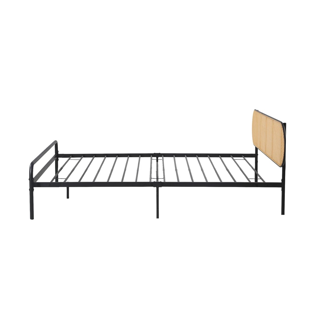 6 Oikiture Bed Frame Single Size Metal Base Platform With Rattan Headboard
 - Black, 6 of 9