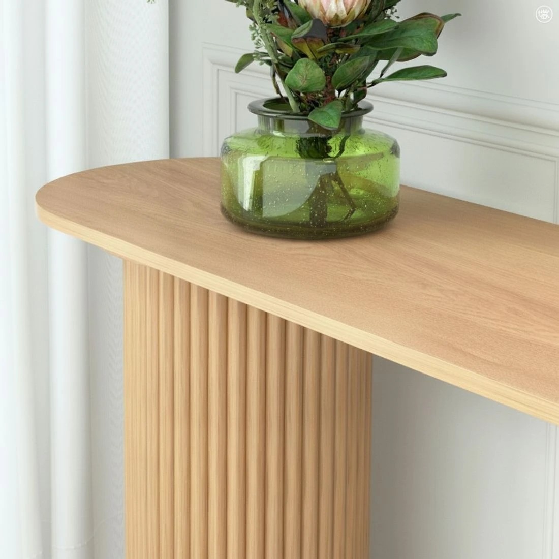 7 Artiss Console Table Oval 115CM - Brown, 7 of 8