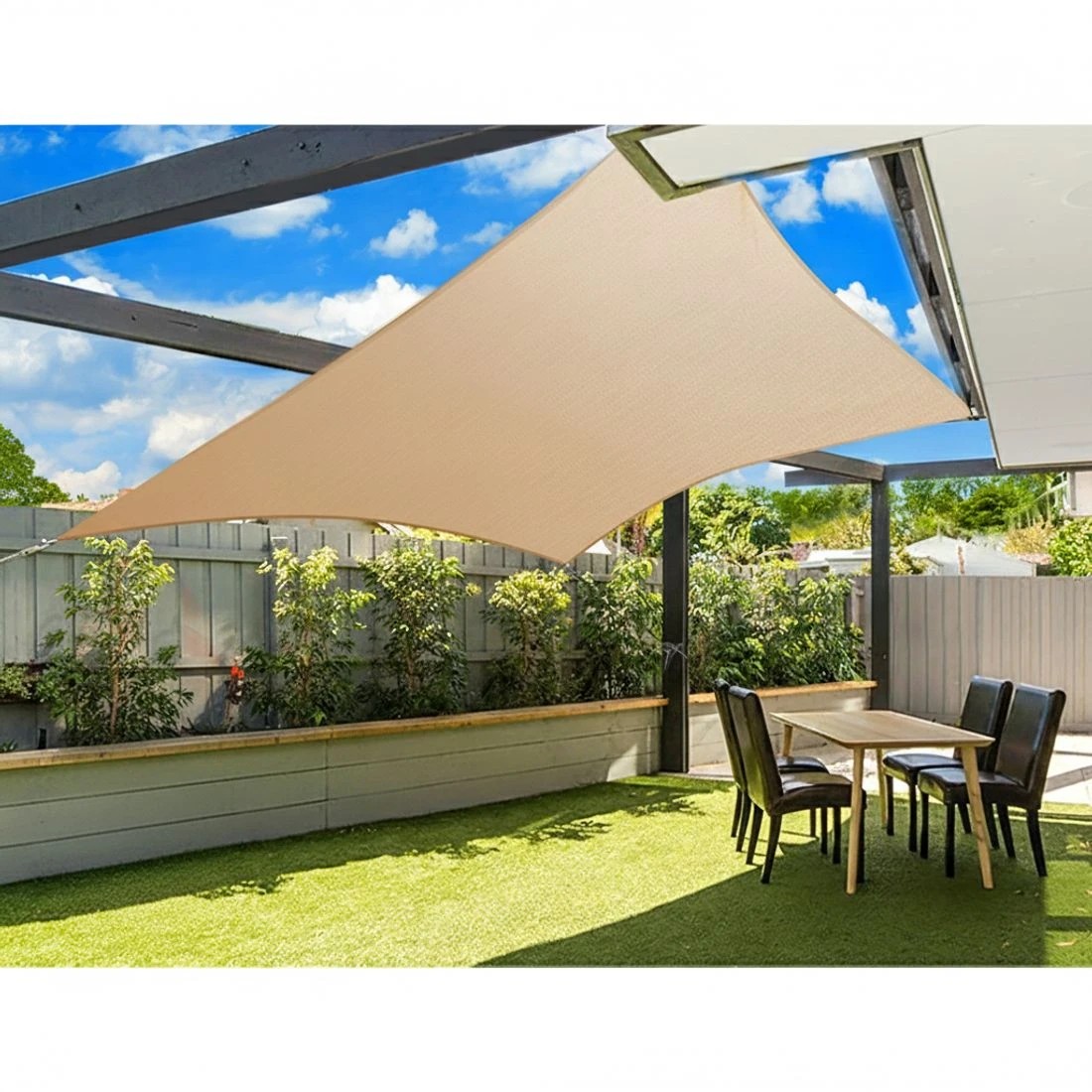 6 Instahut Waterproof Shade Sail 3x6m Rectangle Sand 95% Shade - Beige, 6 of 6