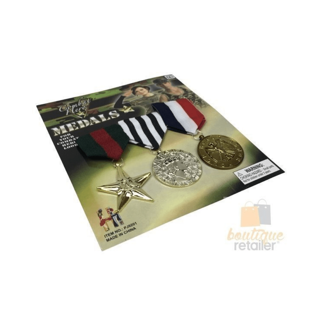 2 BR Costumes 3x Army Solider Medals Combat Party Costume Halloween Fancy Dress Replica, 2 of 3