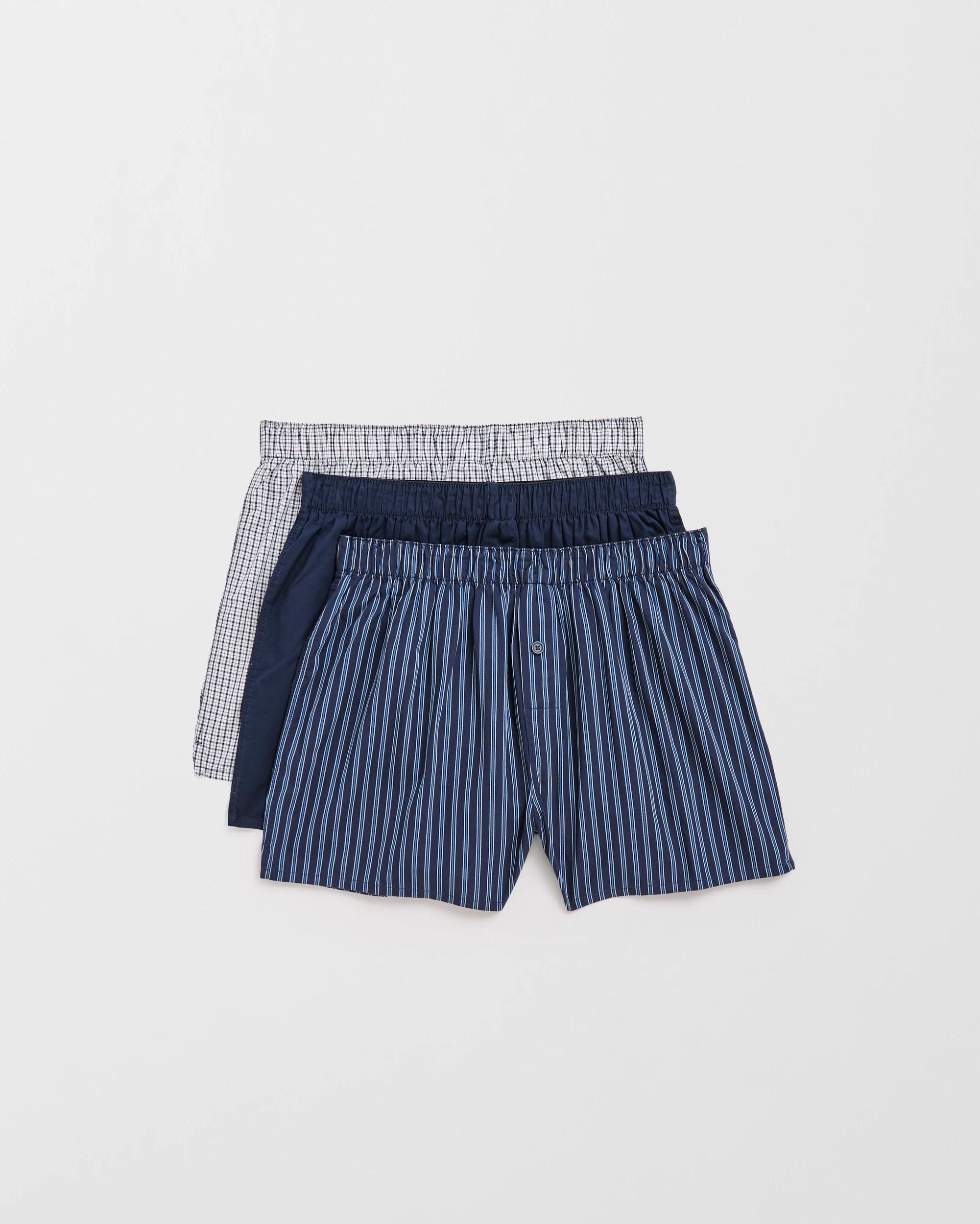 1 Maxx 3 Pack Woven Boxers NAVY, 1 of 4