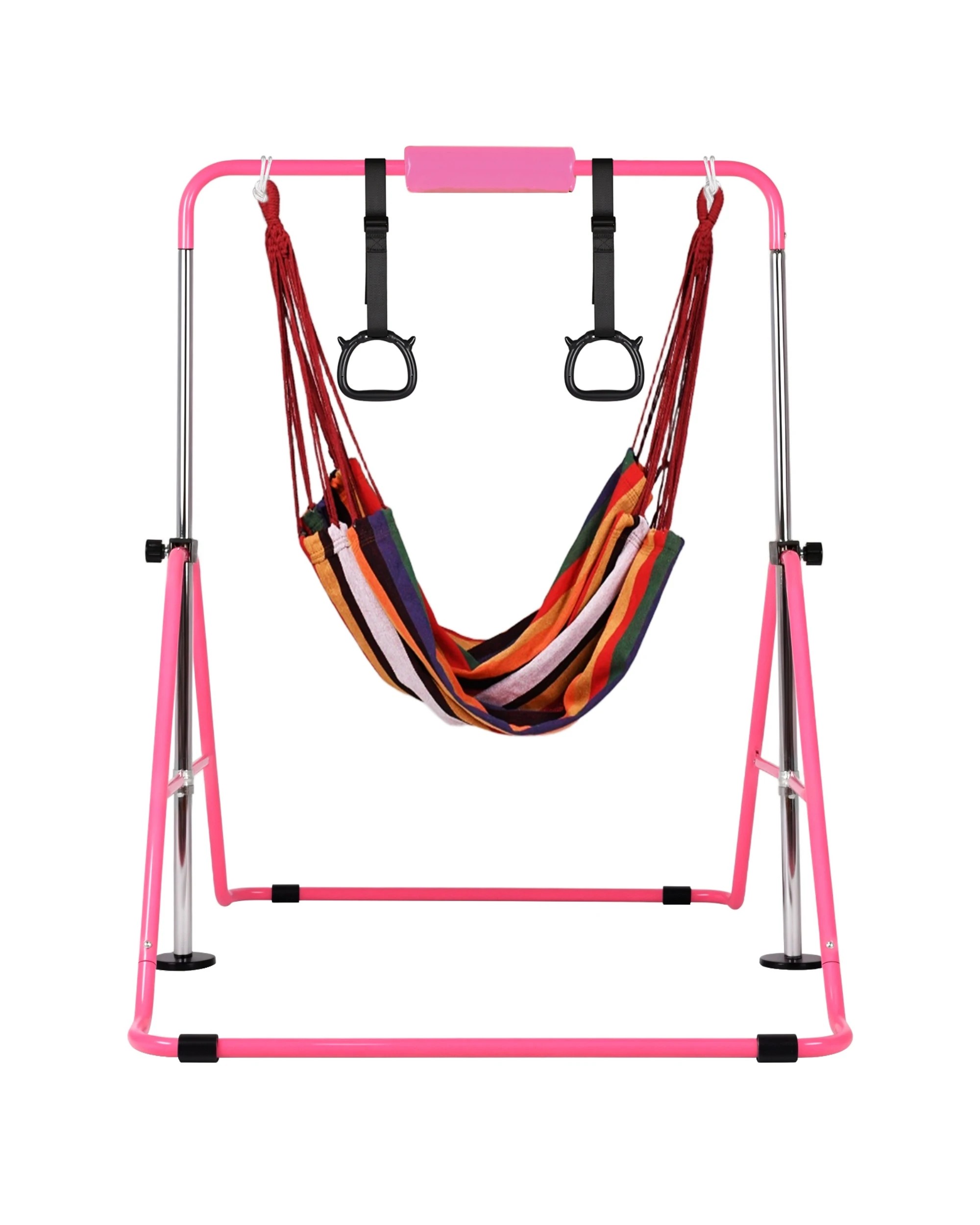3 Advwin Adjustable Height Gymnastics Bar with Mat & Rings & Swing Pink, 3 of 5
