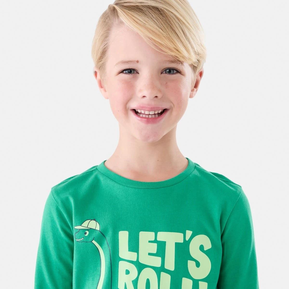 3 Long Sleeve Print T-shirt Grn Dino, 3 of 8
