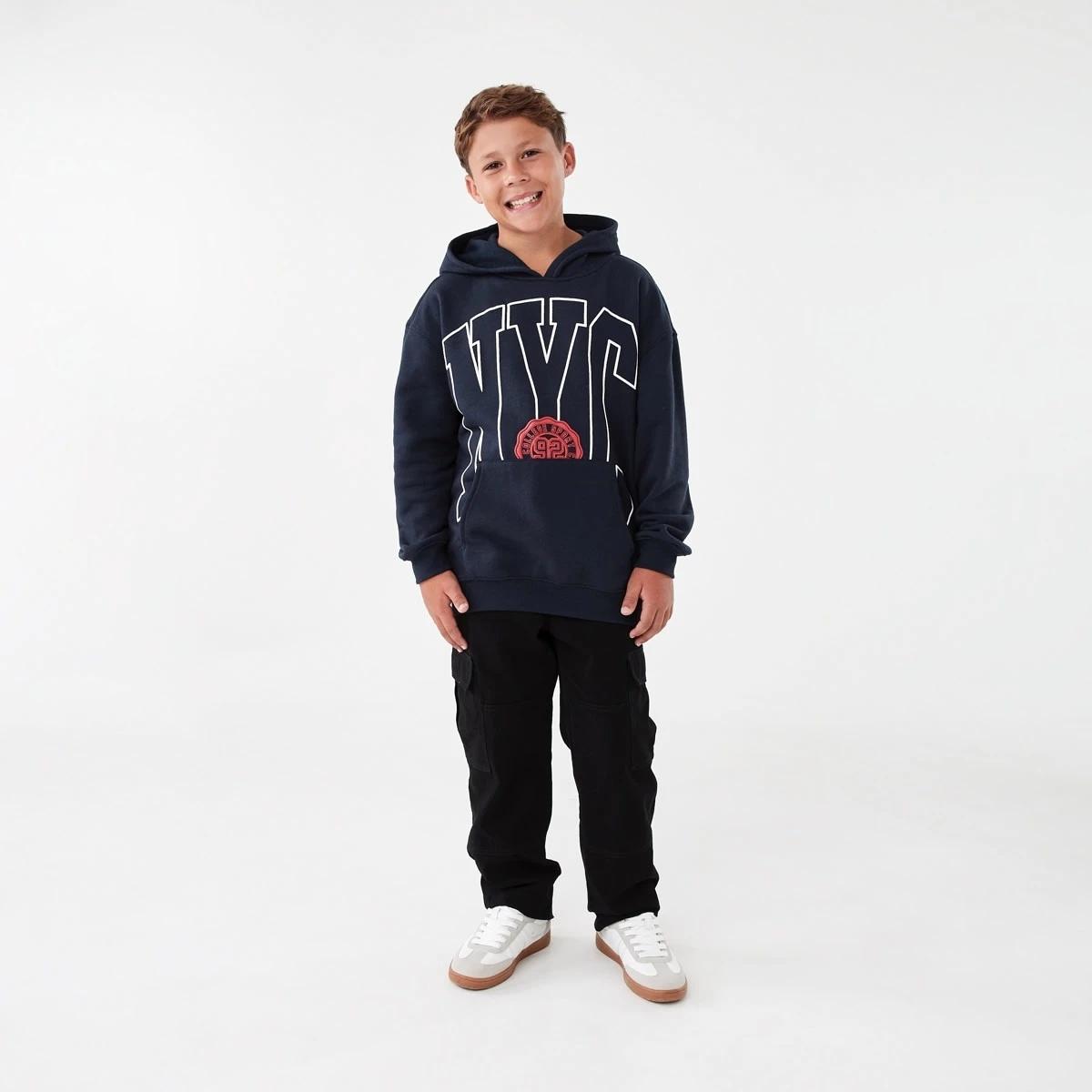 6 Print Pullover Hoodie With Pocket Blu Varsit, 6 of 7