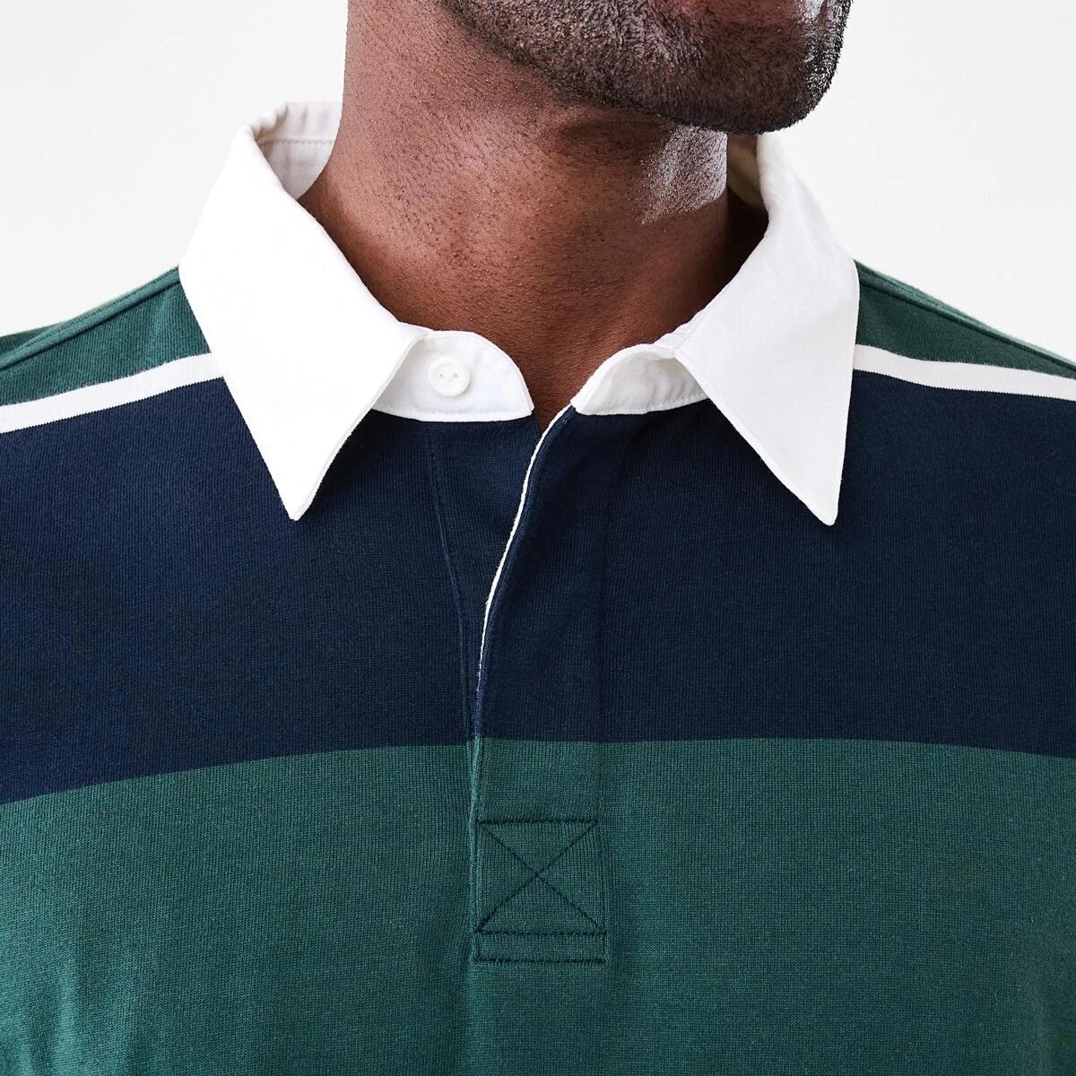 5 Long Sleeve Striped Rugby Shirt Grn Strp, 5 of 5