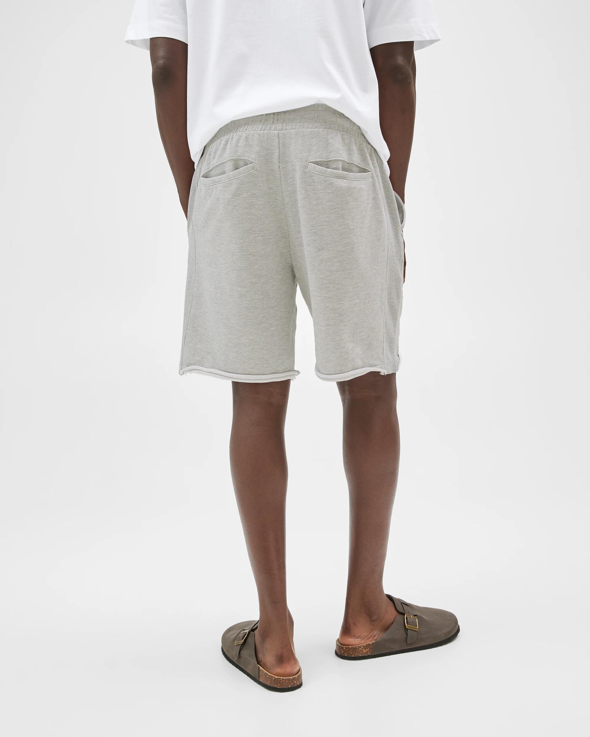 3 Commons Australian Cotton Rib Stripe Fleece Shorts GREY MARLE, 3 of 4