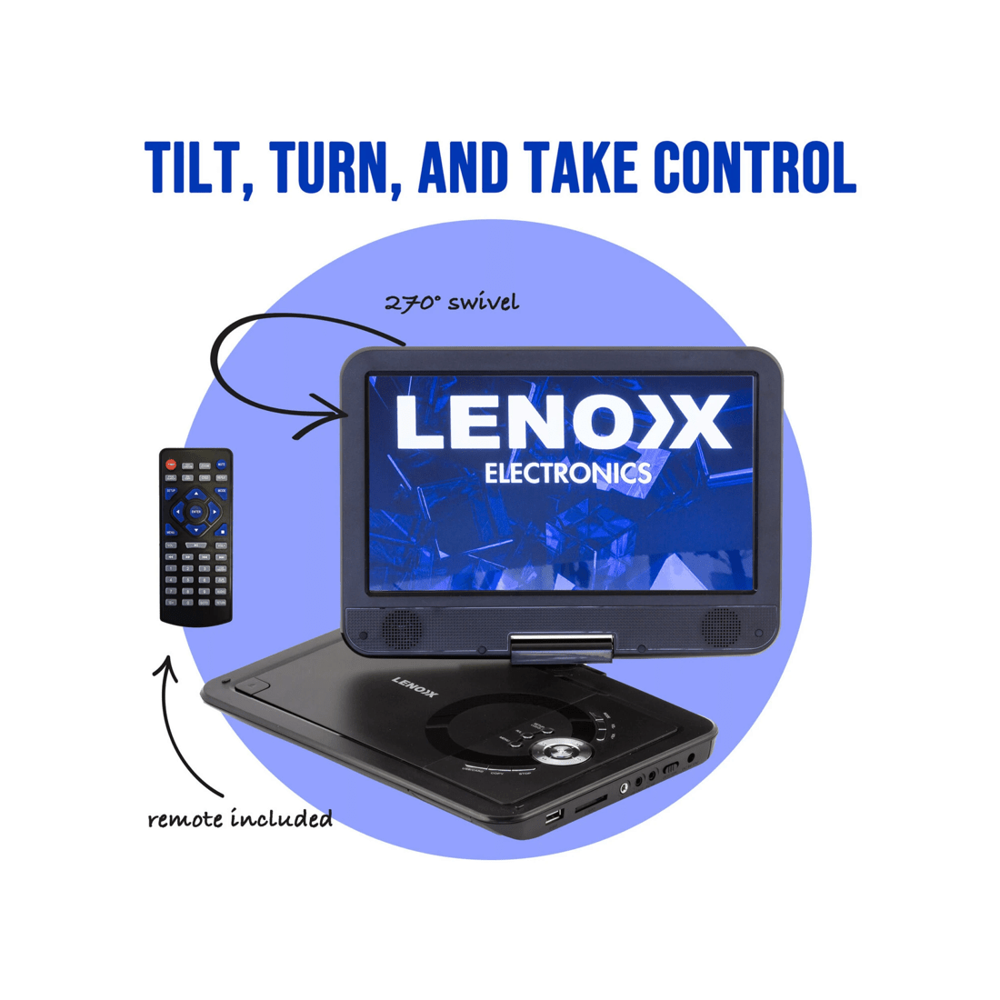 6 Lenoxx 10.1&quot; Portable DVD Player w/ 270-Degrees Swivel-Screen &amp; Rechargeable, 6 of 7