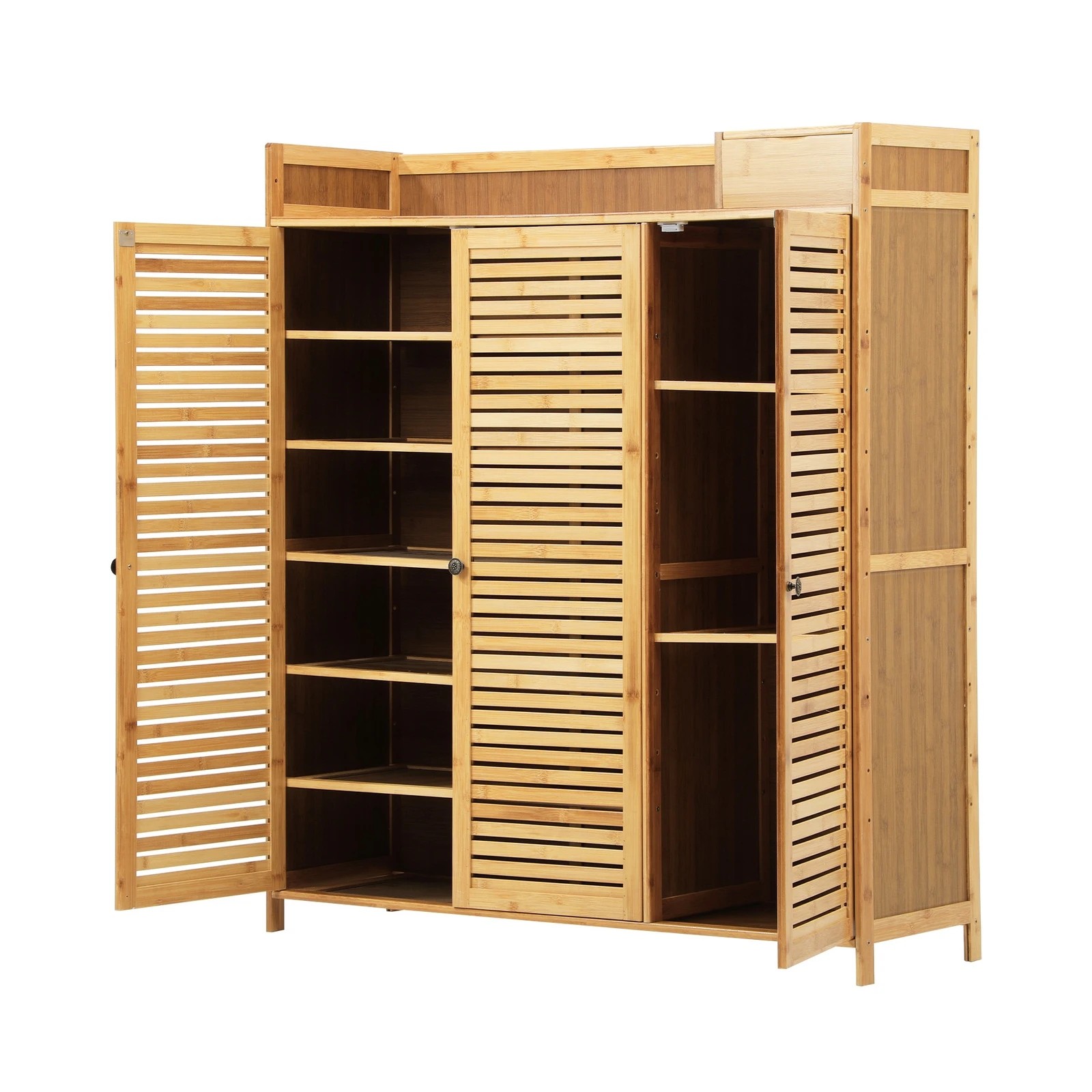 7 Oikiture Shoe Storage Cabinet Shoes Rack Organiser Shelf 3 Doors Adjustable
 - Natural, 7 of 9
