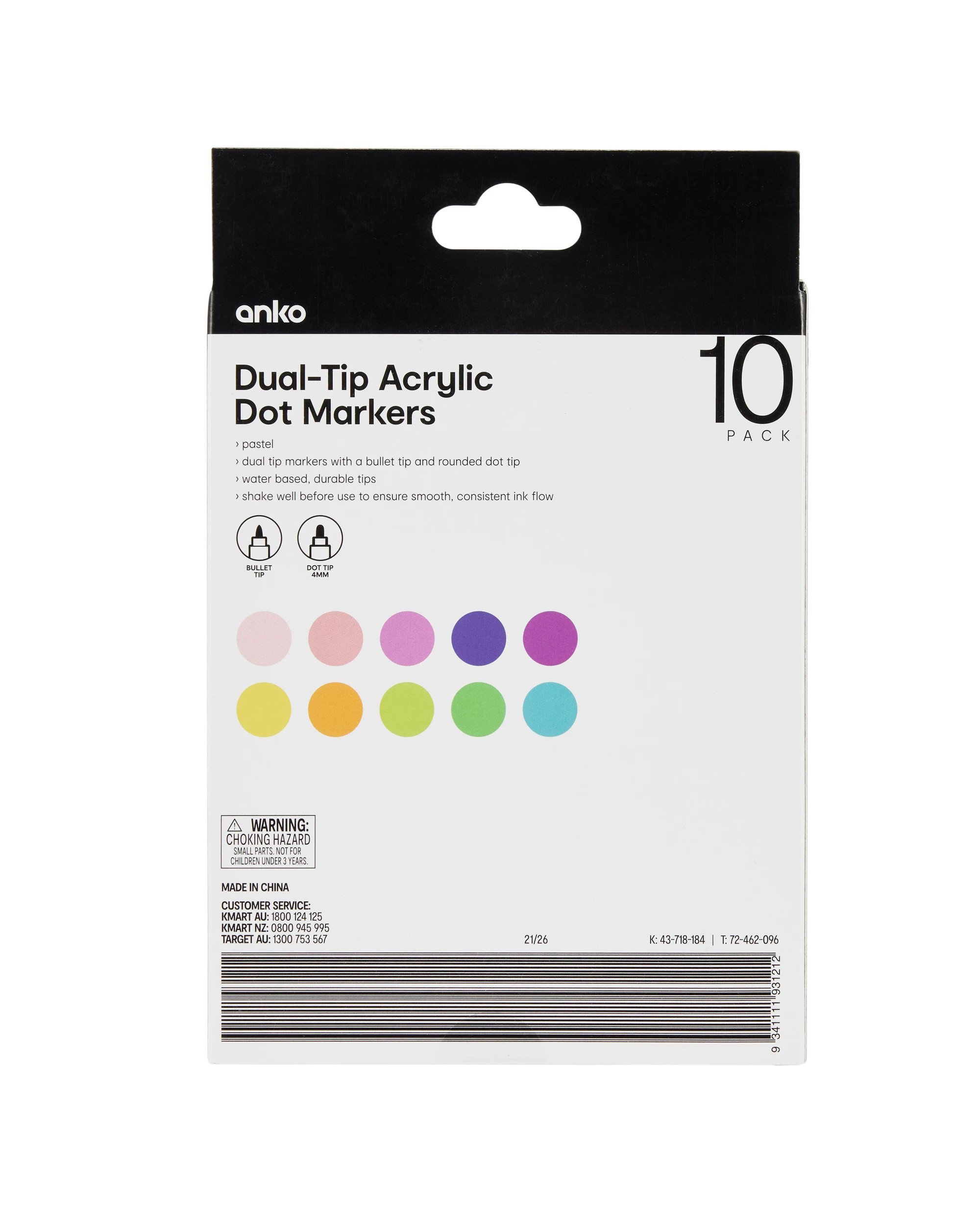 8 10 Pack Dual-Tip Acrylic Dot Markers - Pastel, 8 of 8