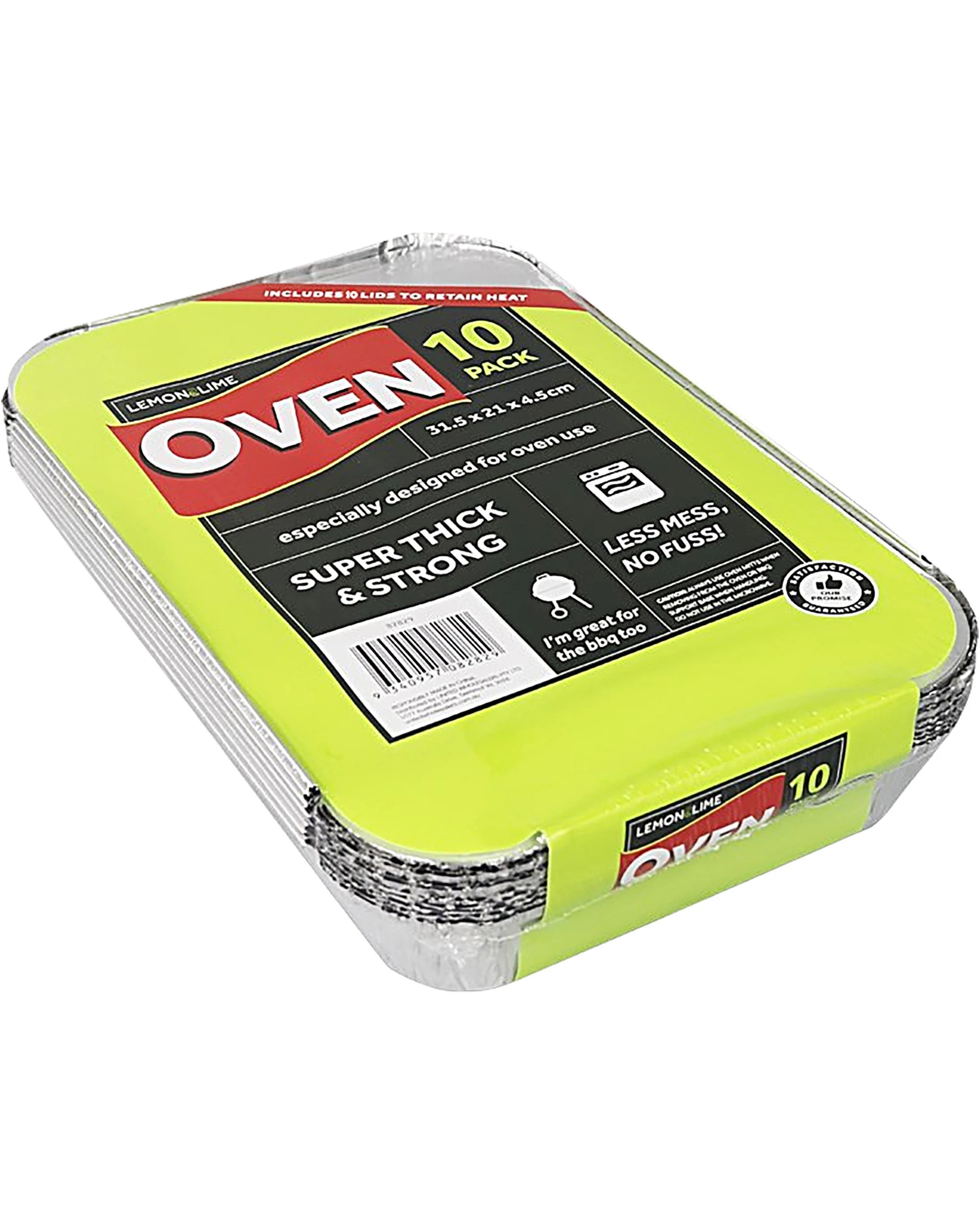 2 Lemon & Lime Foil Oven Trays with Lids 31.5cm x 21cm x 4.5cm Pack of 10, 2 of 4
