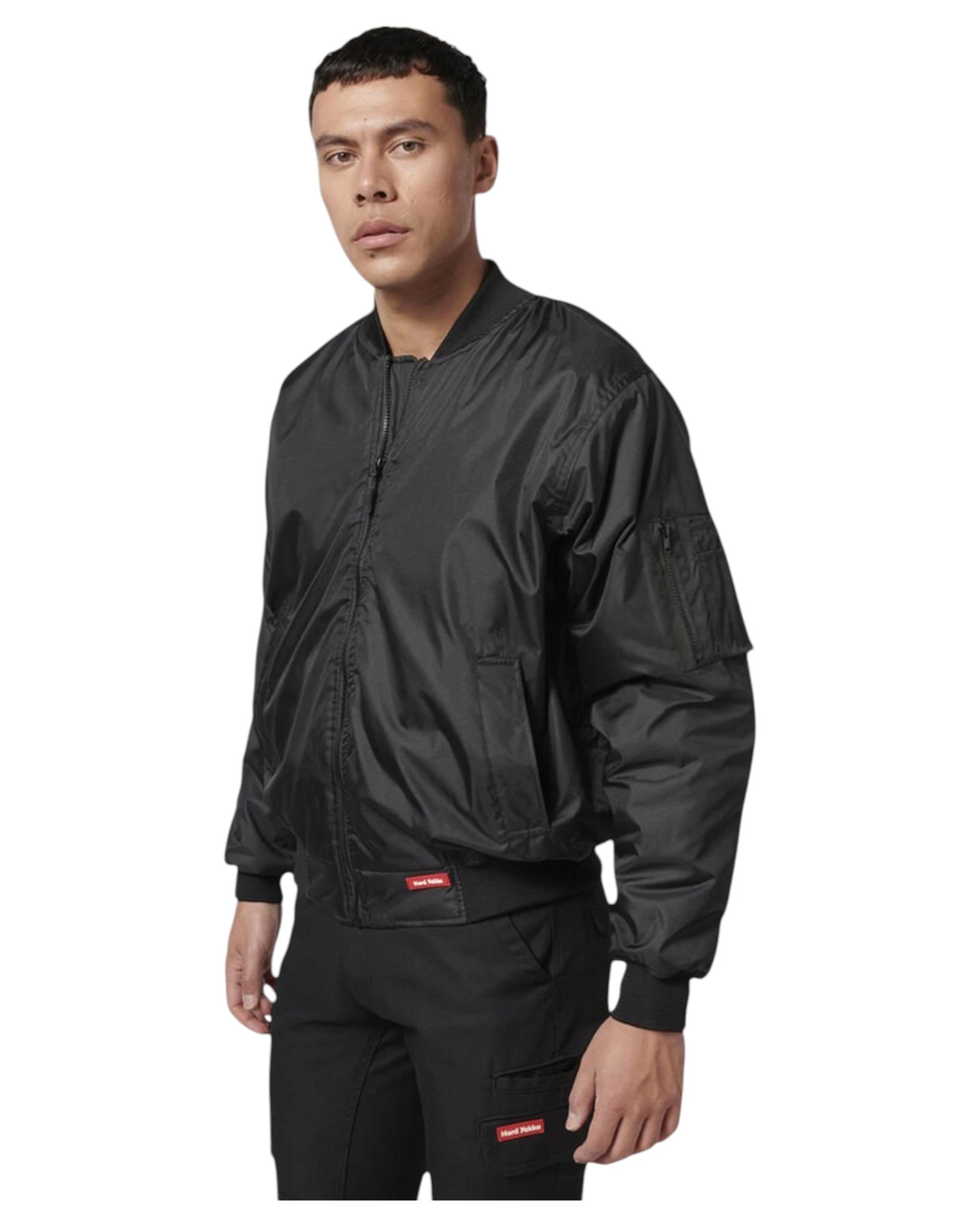 4 Hard Yakka Mens Bomber Jacket Waterproof Winter Zip Up Black BLACK, 4 of 7