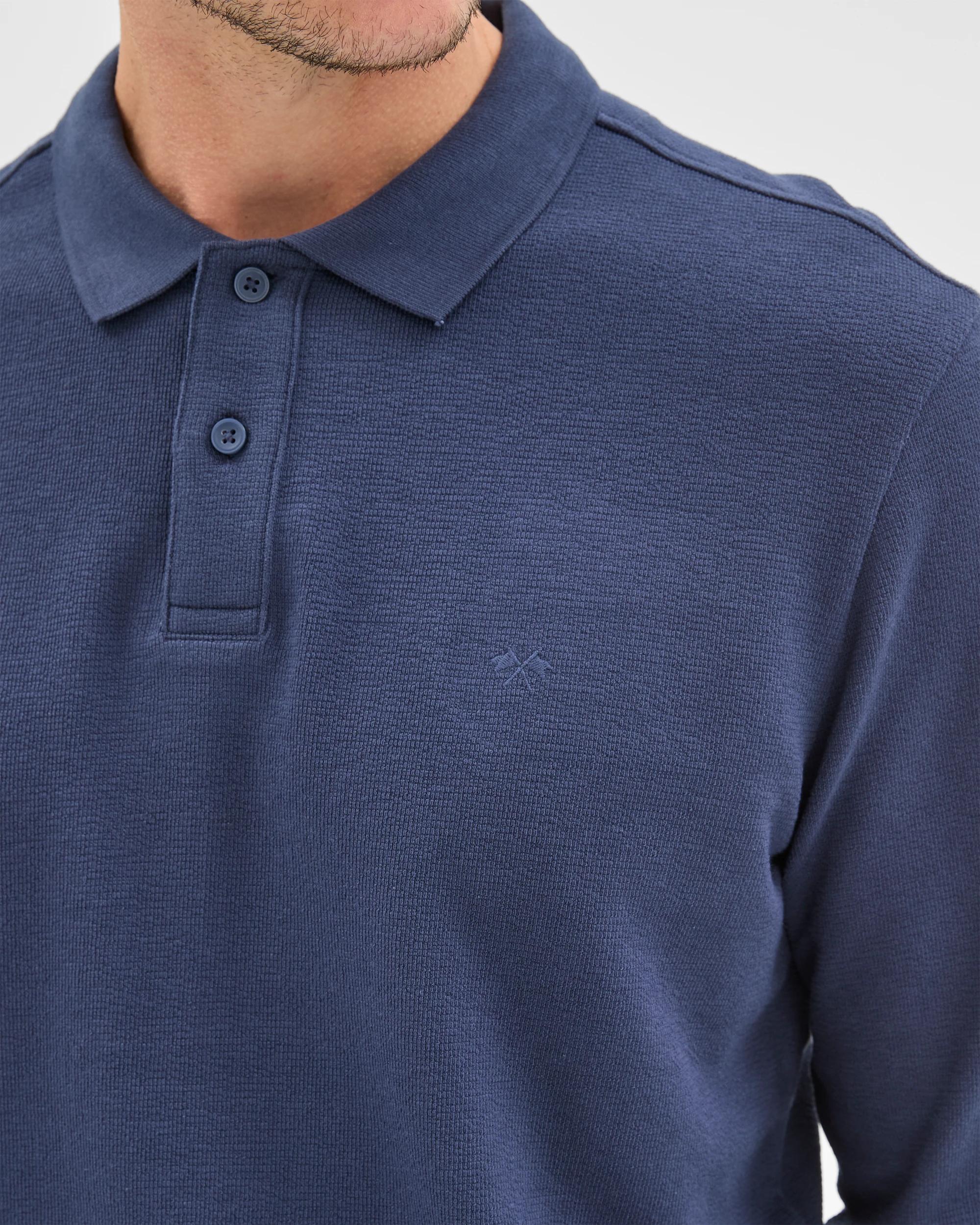 6 Target Man Australian Cotton Blend Boucle Polo Top NAVY, 6 of 7