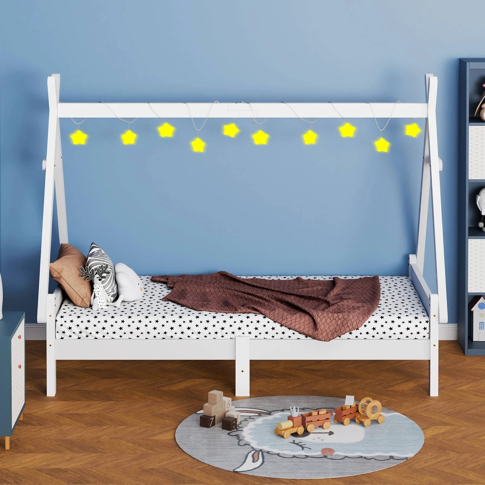 3 Alfordson Kids Bed Frame Wooden Timber Single House Frame Platform Base Estelle - White, 3 of 10