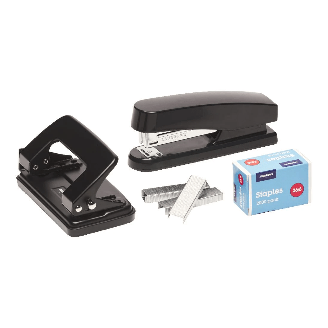 2 J.Burrows Plastic Stapler/Hole Punch Value Pack Black, 2 of 3