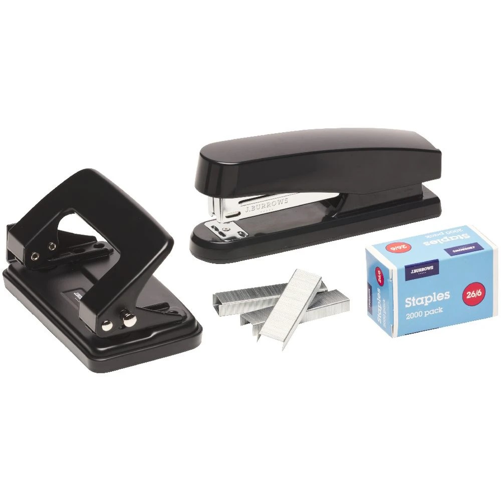 2 J.Burrows Plastic Stapler/Hole Punch Value Pack Black, 2 of 3