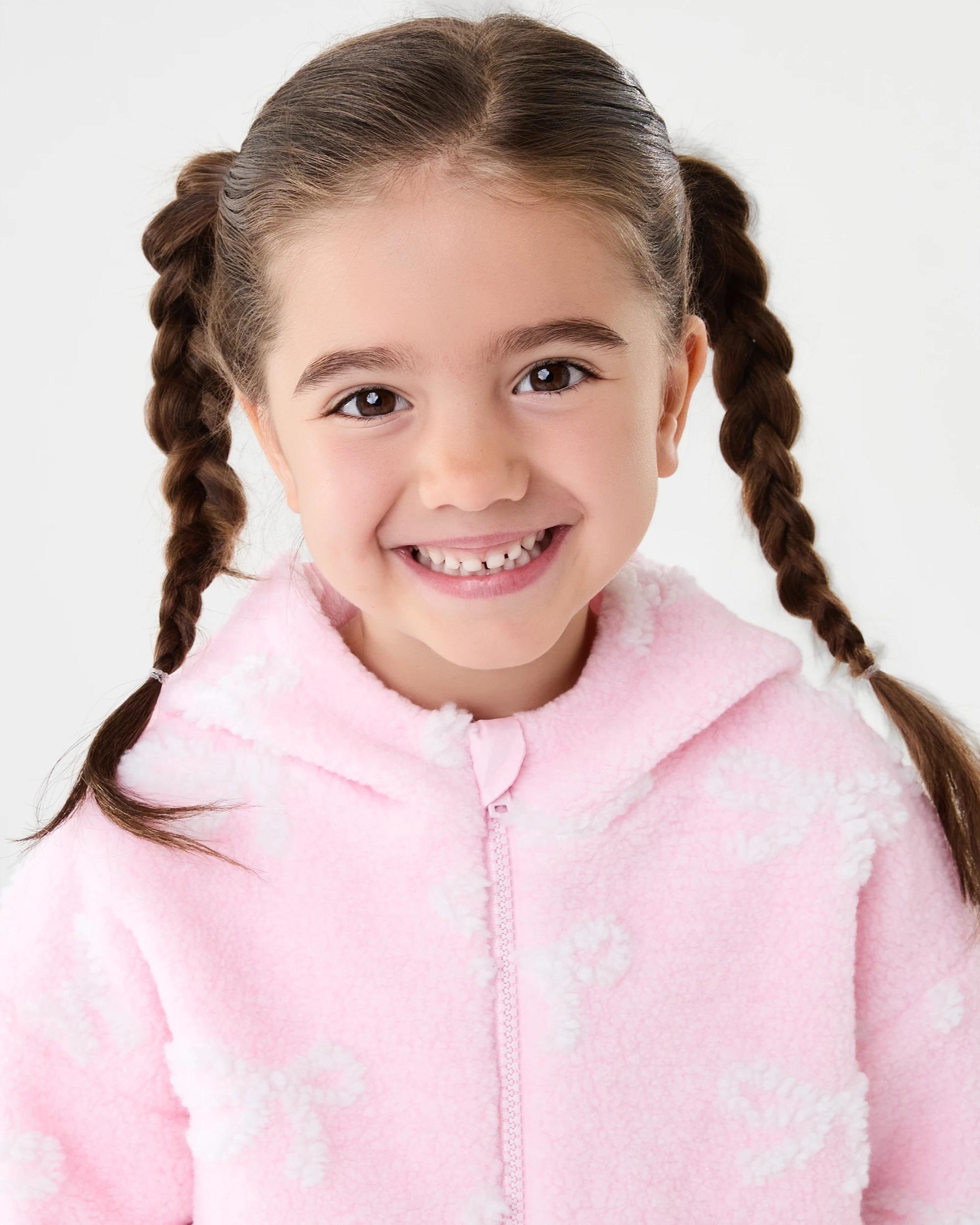 4 Sherpa Lined Zip Through Hoodie Pink Bow, 4 of 10