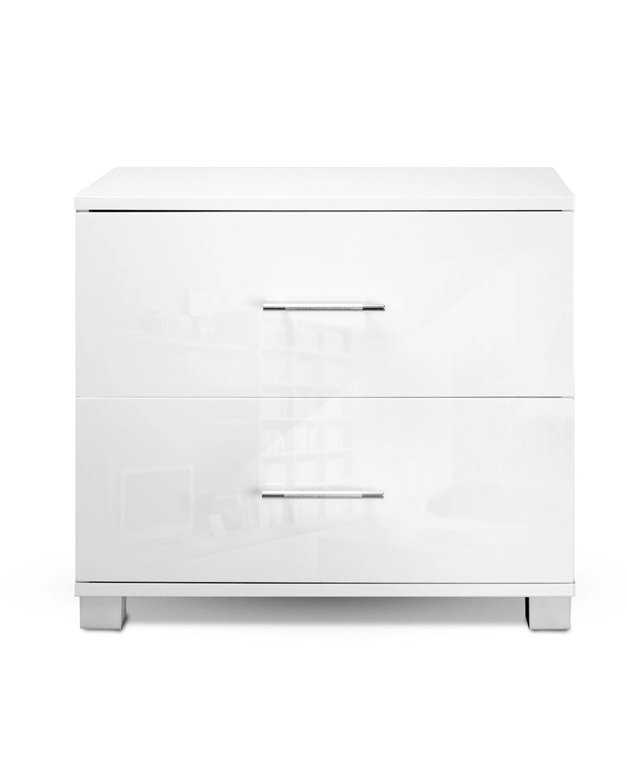 2 Artiss Bedside Table 2 Drawers High Gloss
 - White, 2 of 2