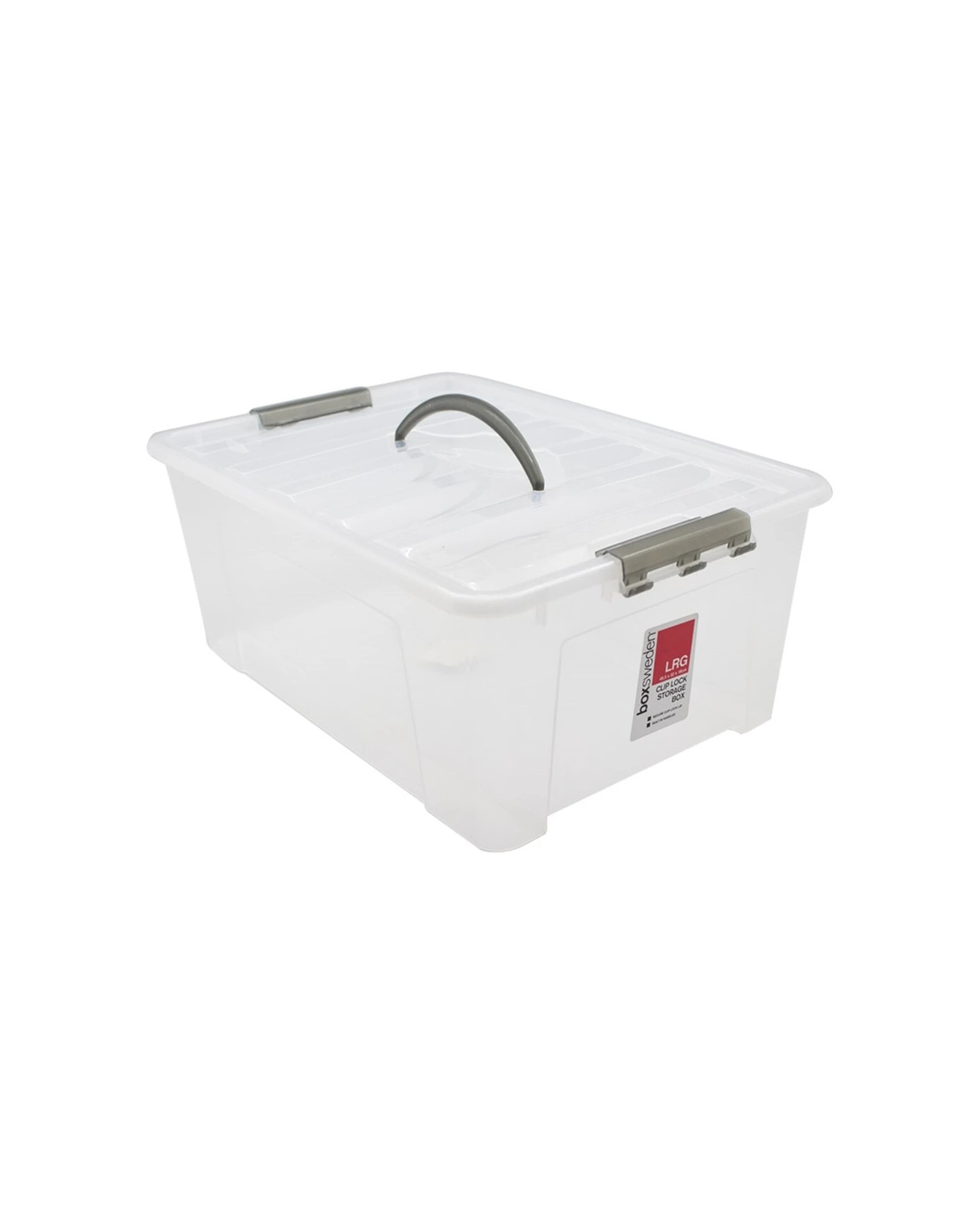 2 Boxsweden 20l 45.5cm Carry Box Storage Organiser Container With Handle Transparent
 - Clear, 2 of 3