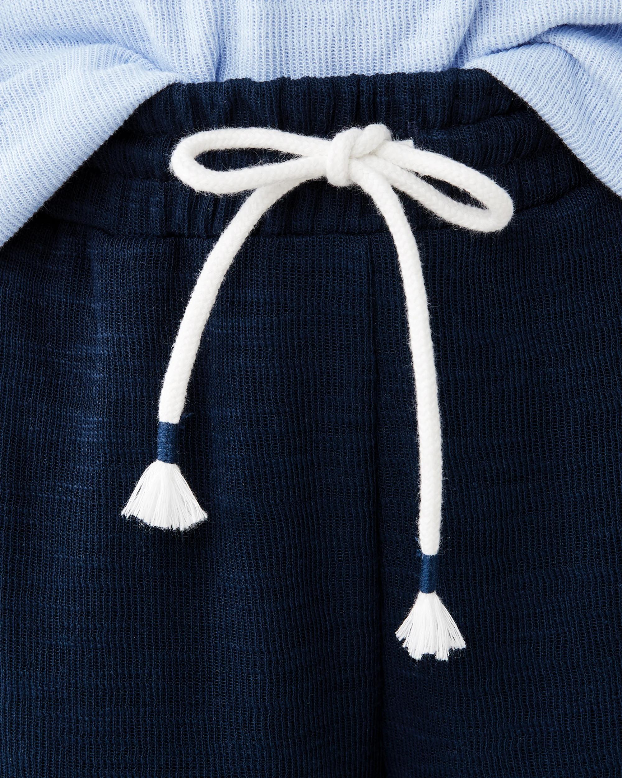 3 Textured Knit Pants Dress Navy, 3 of 7