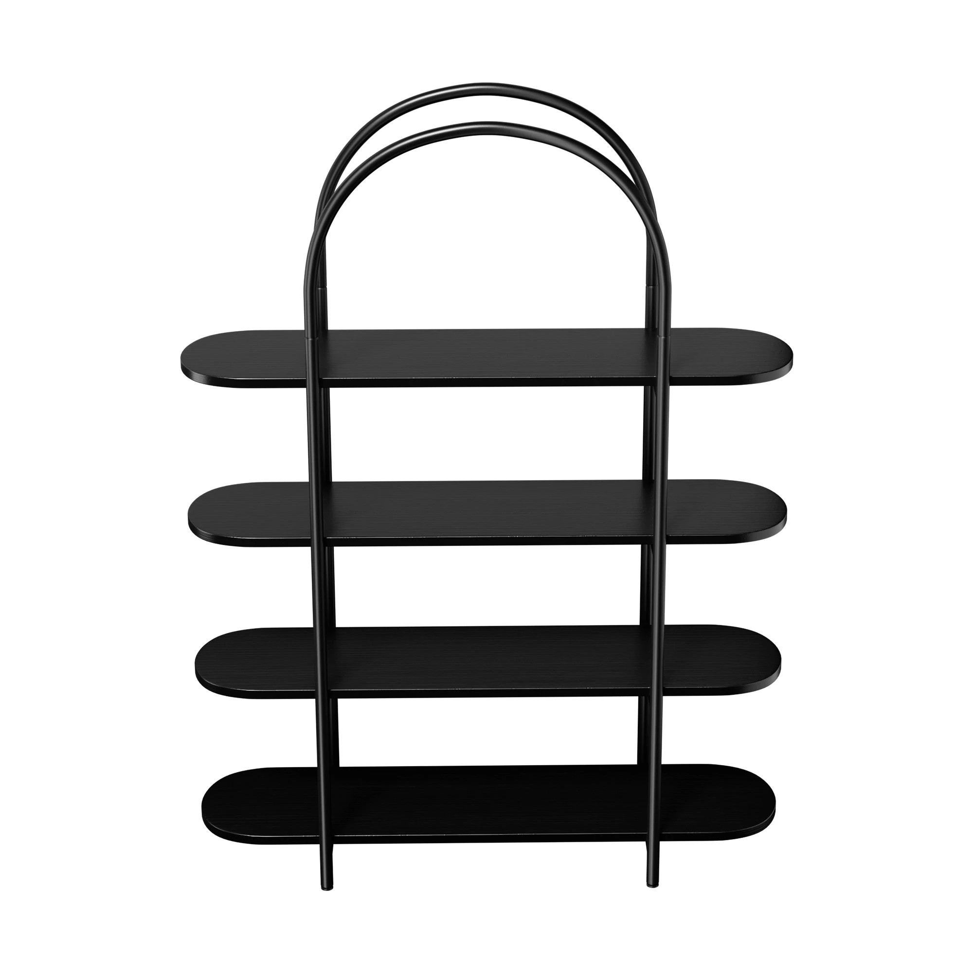 4 Oikiture Bookshelf 4 Tier Arched Display Shelf Home Industrial - Black, 4 of 9