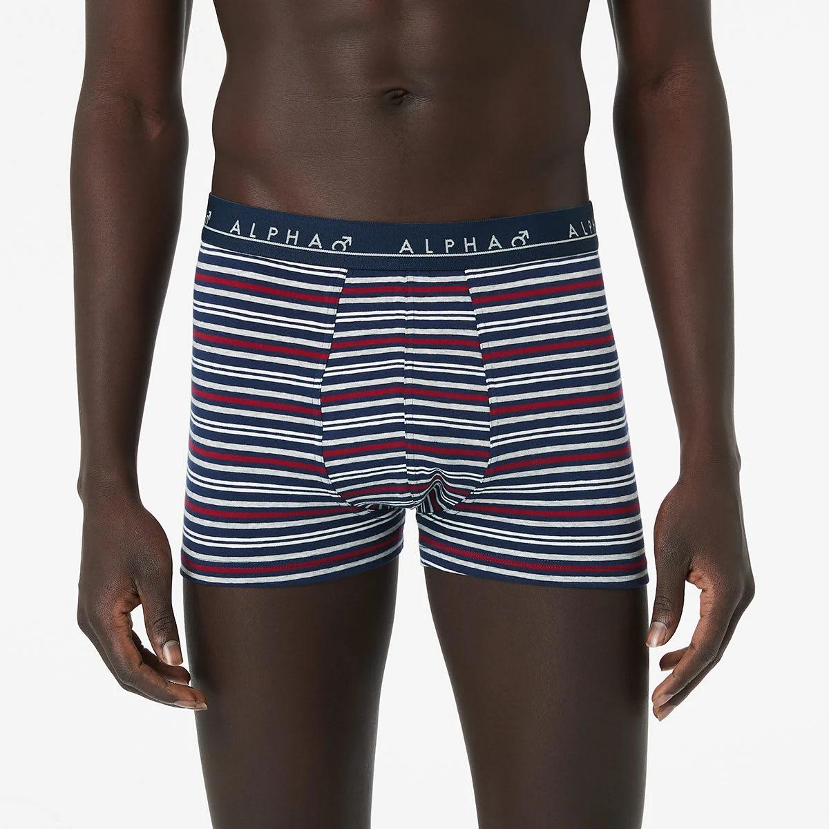 2 5 Pack Stripe and Plain Trunks RED NAVY GREY MULTI, 2 of 10